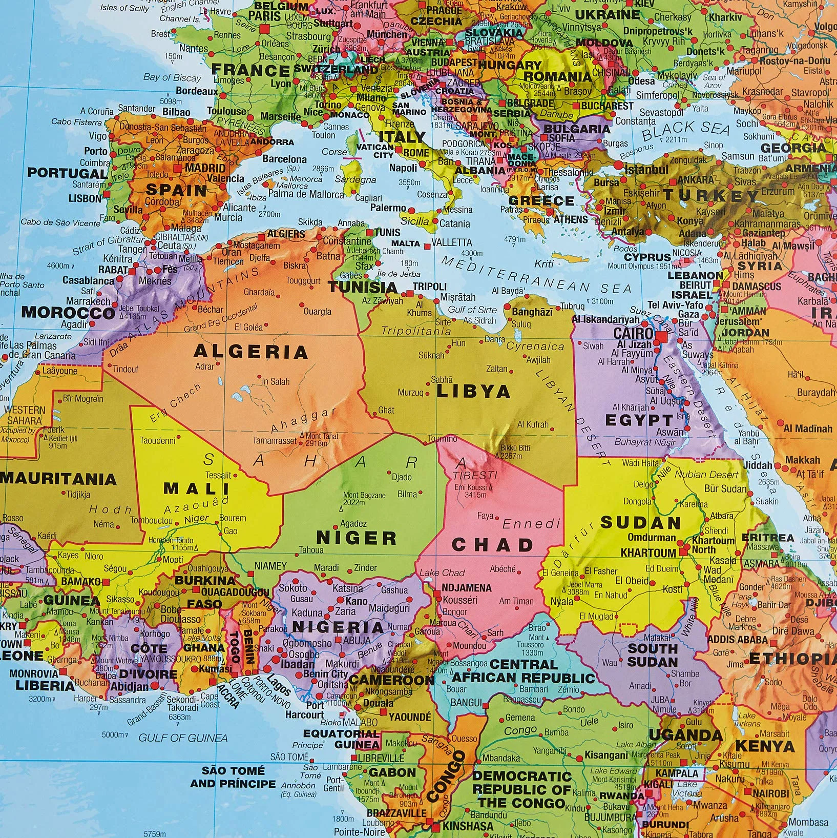 Maps International polityczna mapa świata laminowana 197 x 116,5 cm