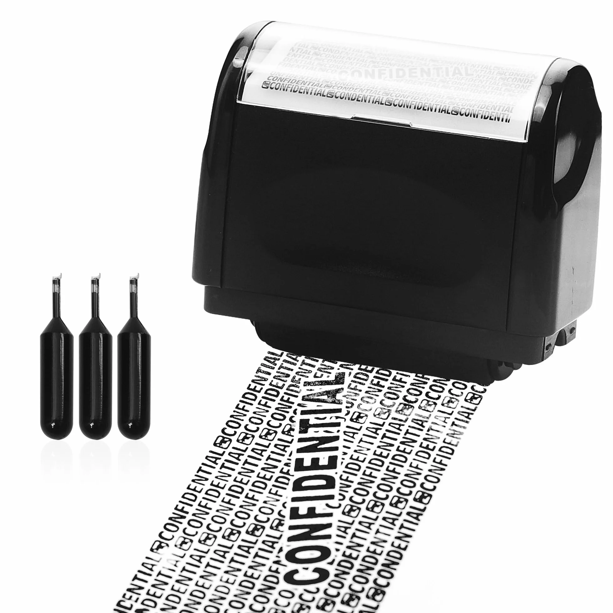 Pieczątka zabezpieczająca, stempel blokujący adresy, poufny stempel rolkowy, ochrona danych, zabezpieczenie przed kradzieżą i ochrona prywatności (czarny, L)
