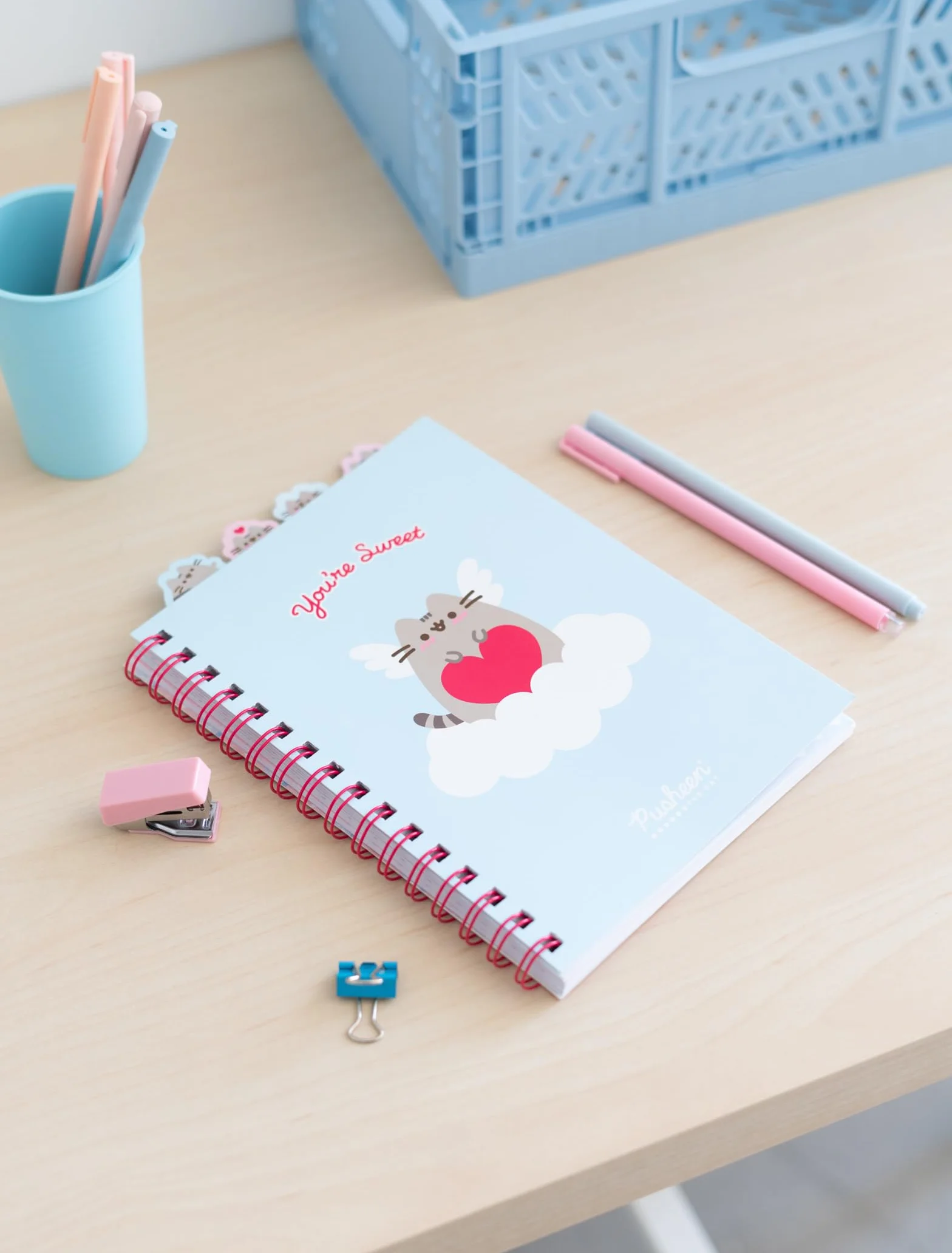 Grupo Erik Notatnik projektowy A5 z 4 przegrodami, artykuły pa Pusheen Cat, notatnik A5 z przegrodami, planer projektów, prezenty Pusheen dla miłośników kotów