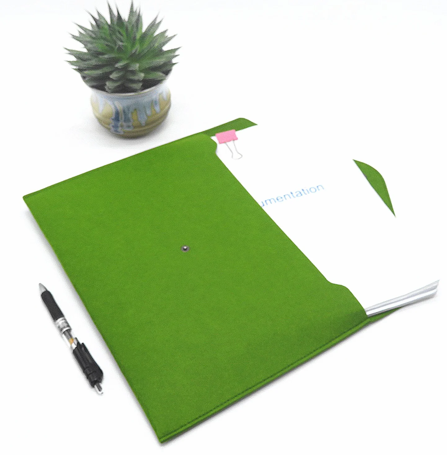 2 filcowe etui na dokumenty w formacie A4, teczka na dokumenty, aktówka, teczka na akta, teczka na dokumenty z zatrzaskiem, idealna do biura, szkoły, na uczelnię, 34 x 24 cm (zielona)