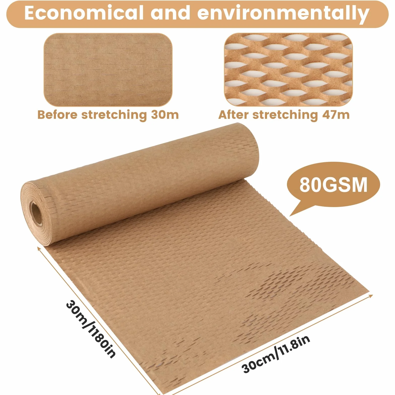 Rolka papieru plastra miodu 30 cm x 30 m - Ekologiczna alternatywa dla folii bąbelkowej