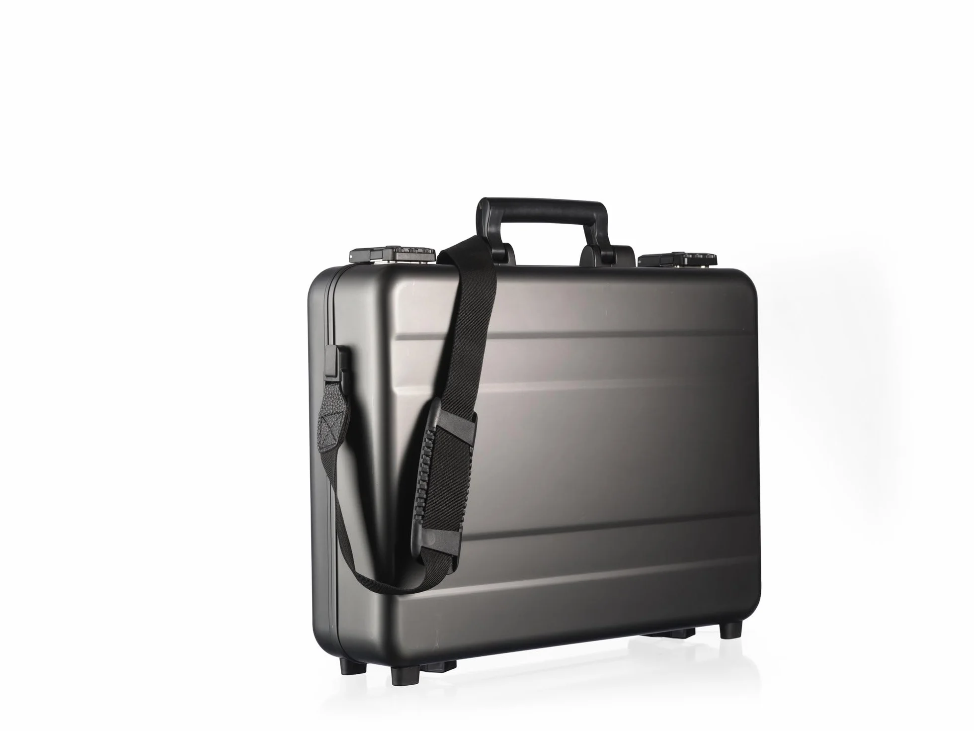 CW-026 aluminiowa aktówka, z wkładką w pokrywie, walizka na aktówki z aluminium, walizka demonstracyjna, walizka ochronna, antracytowa, zamek TSA, 44,2 × 32,2 × 11 cm