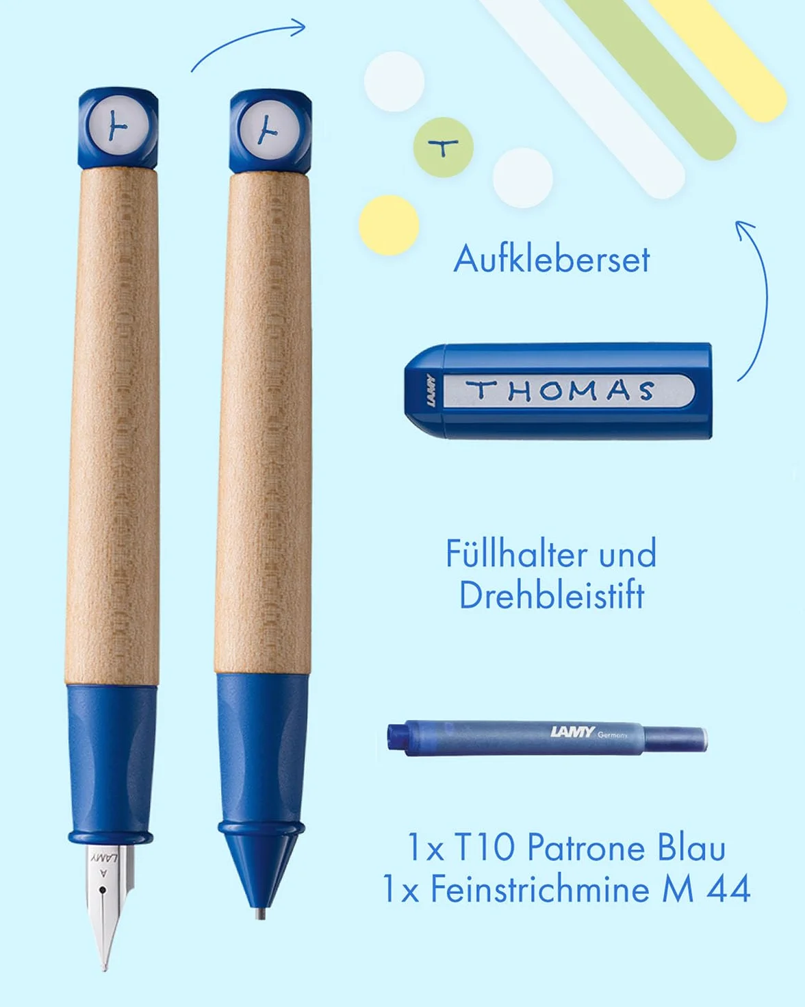 Lamy abc zestaw do nauki pisania niebieski pióro ołówek