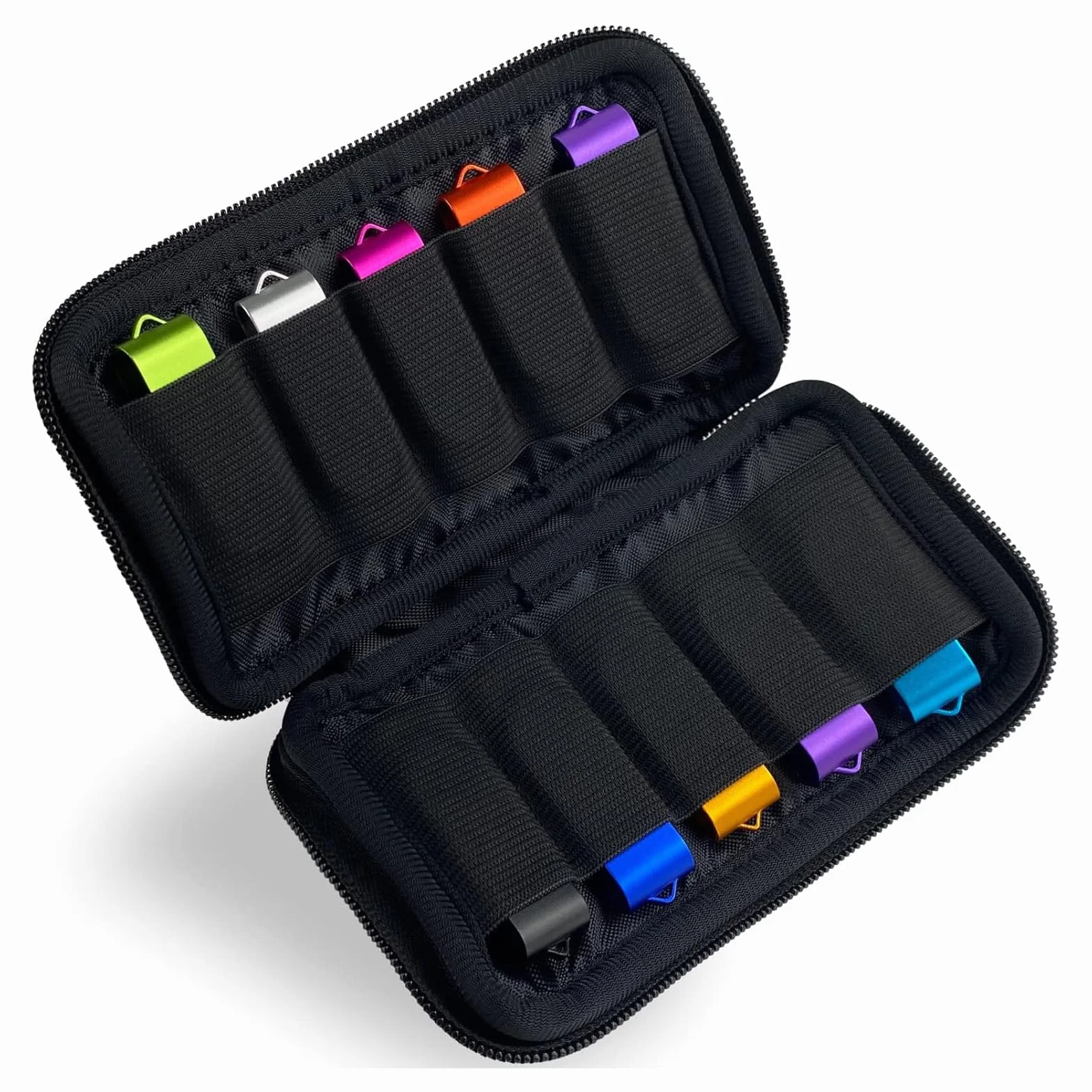Kieszenie do przechowywania pamięci USB, mały organizer, czarne pudełko do przechowywania, 10 sztuk pamięci USB / Flash Drive, 1 sztuka