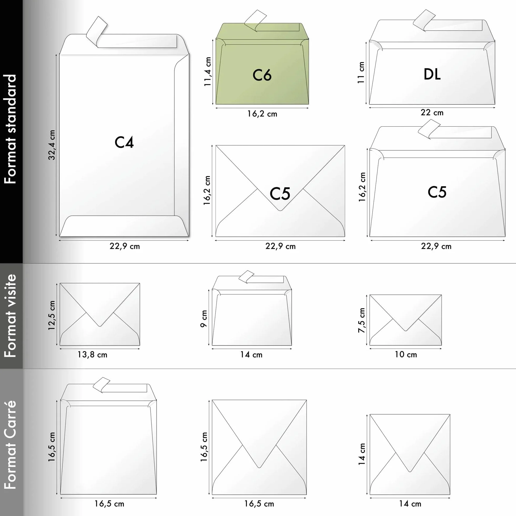 Clairefontaine 5076C Zestaw kopert samoprzylepnych C6 11,4 × 16,2 cm 120 g/m² szałwiowy Pollen