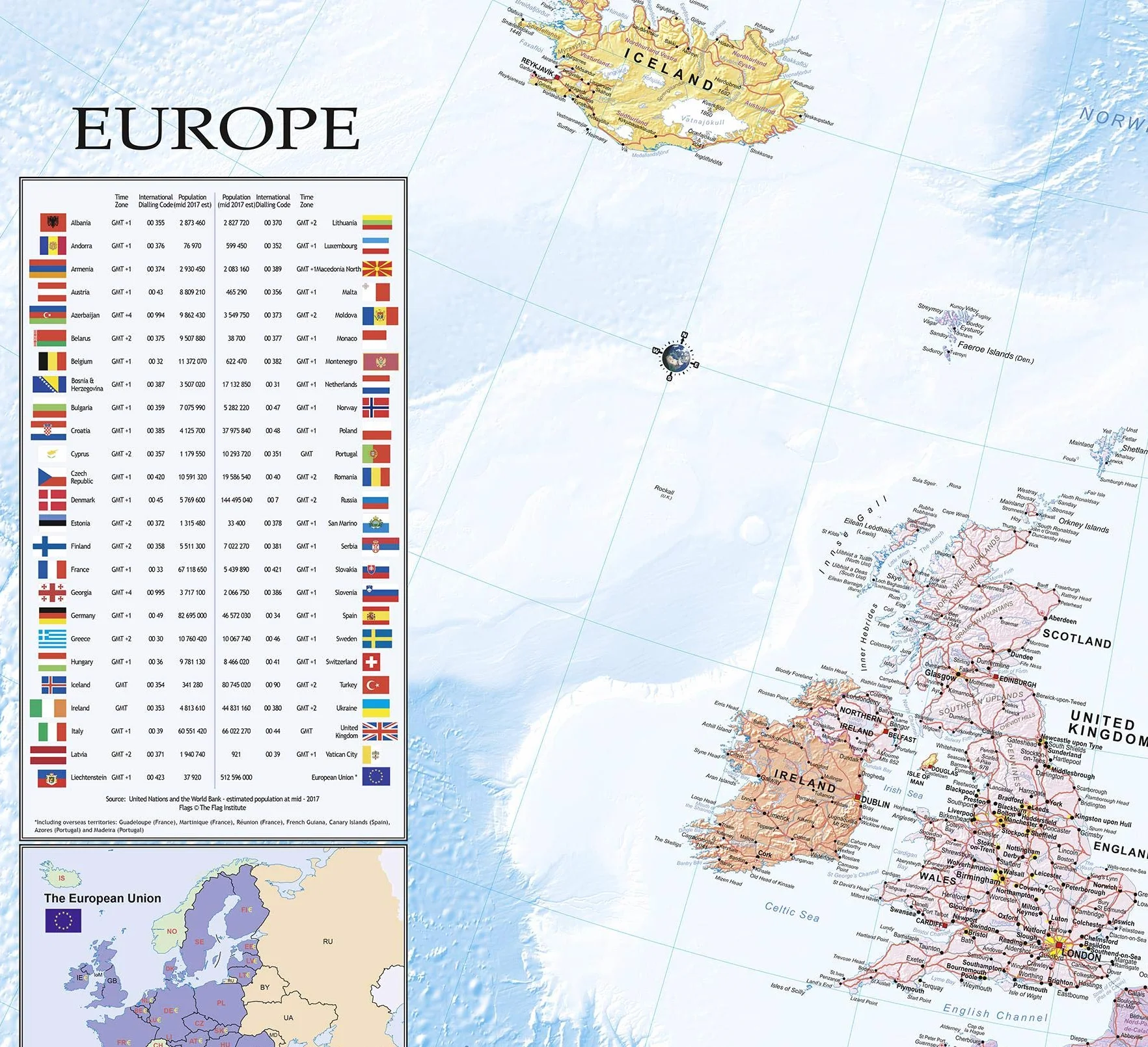 Close Up Mapa Europy XXXL, plakat, flagi (135 x 100 cm)