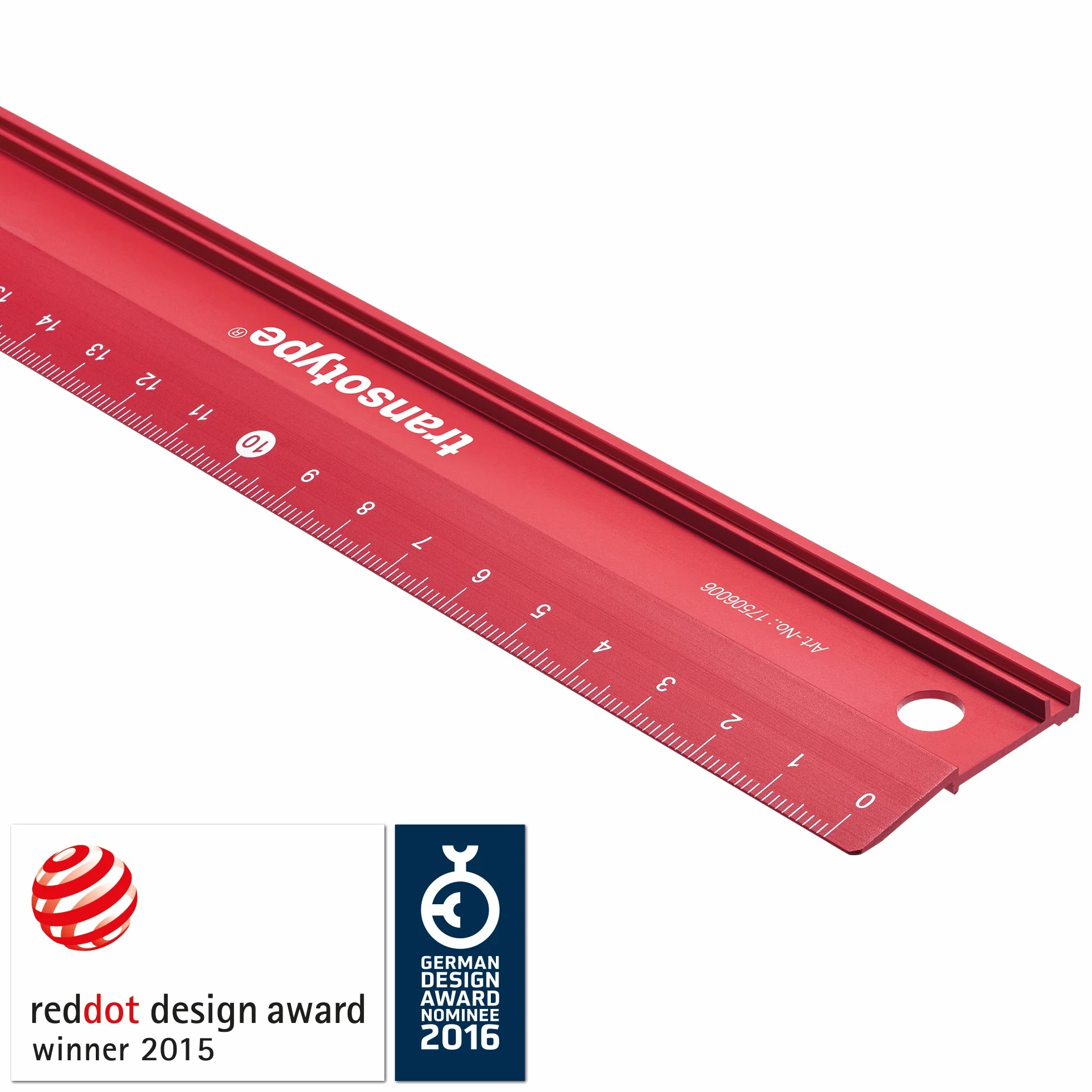 Linijka do cięcia 30 cm aluminiowa czerwona antypoślizgowa