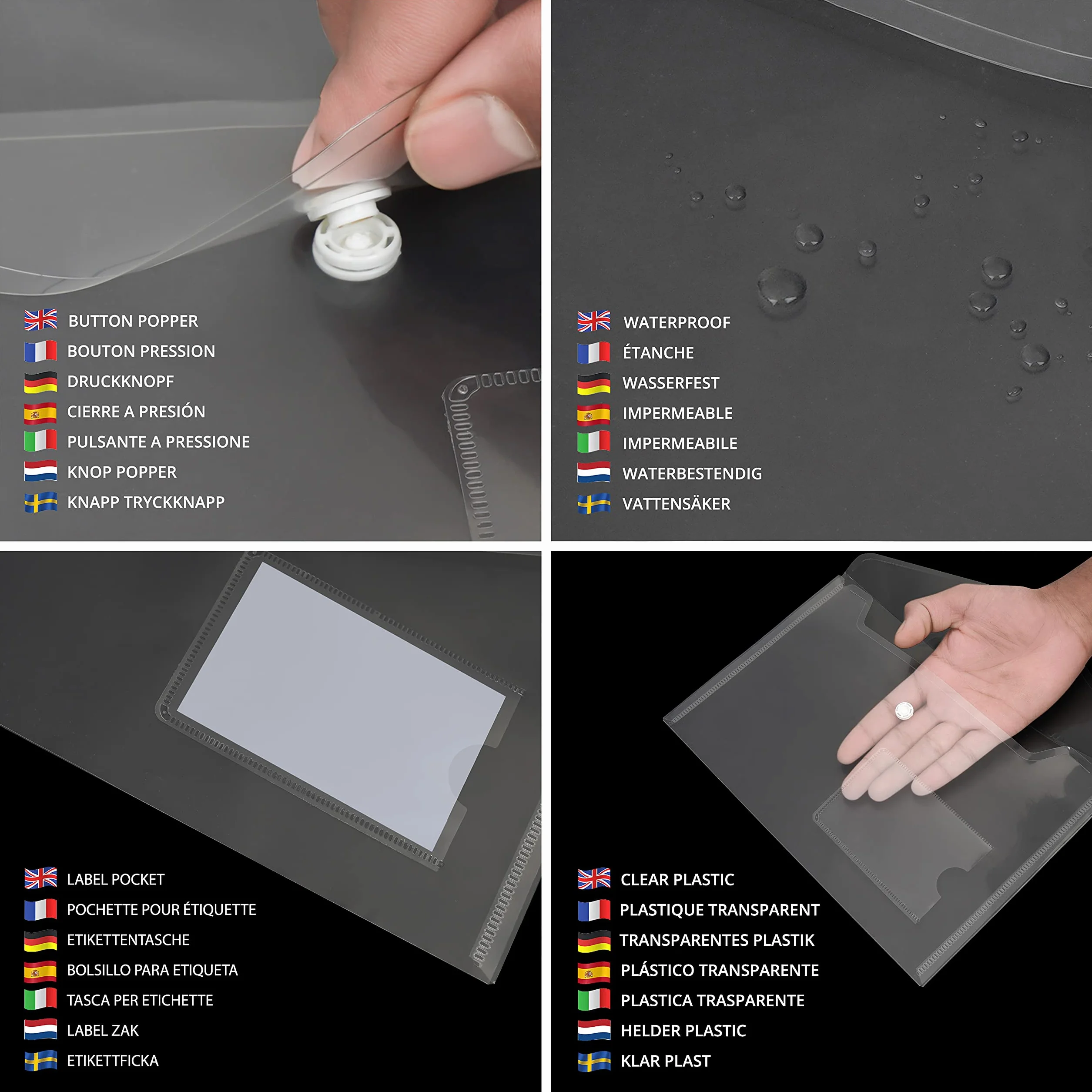 Belle You Plastikowa kieszeń A5 zestaw 24 sztuk z zapięciem na zatrzask i etui na karty