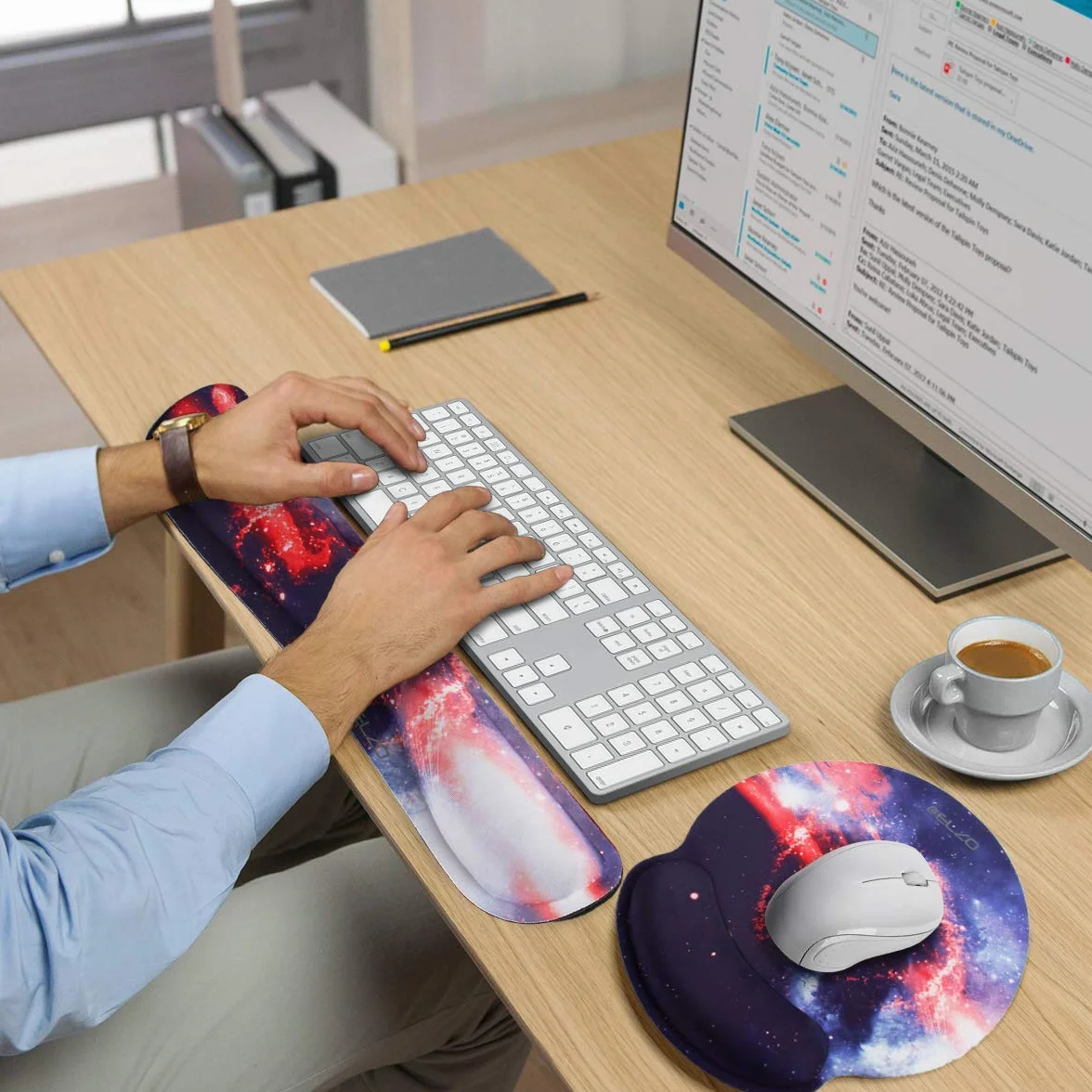 ELZO Podkładka pod nadgarstek do klawiatury ergonomiczna antypoślizgowa gumowa podstawa
