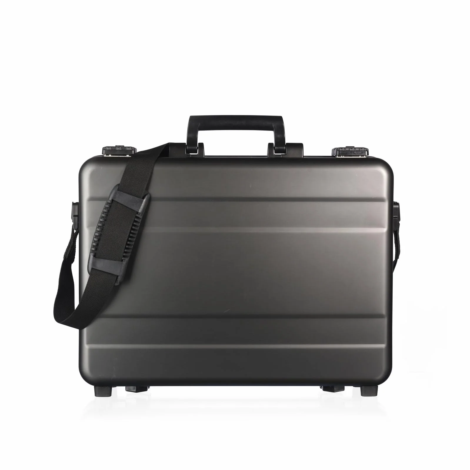 CW-026 aluminiowa aktówka, z wkładką w pokrywie, walizka na aktówki z aluminium, walizka demonstracyjna, walizka ochronna, antracytowa, zamek TSA, 44,2 × 32,2 × 11 cm