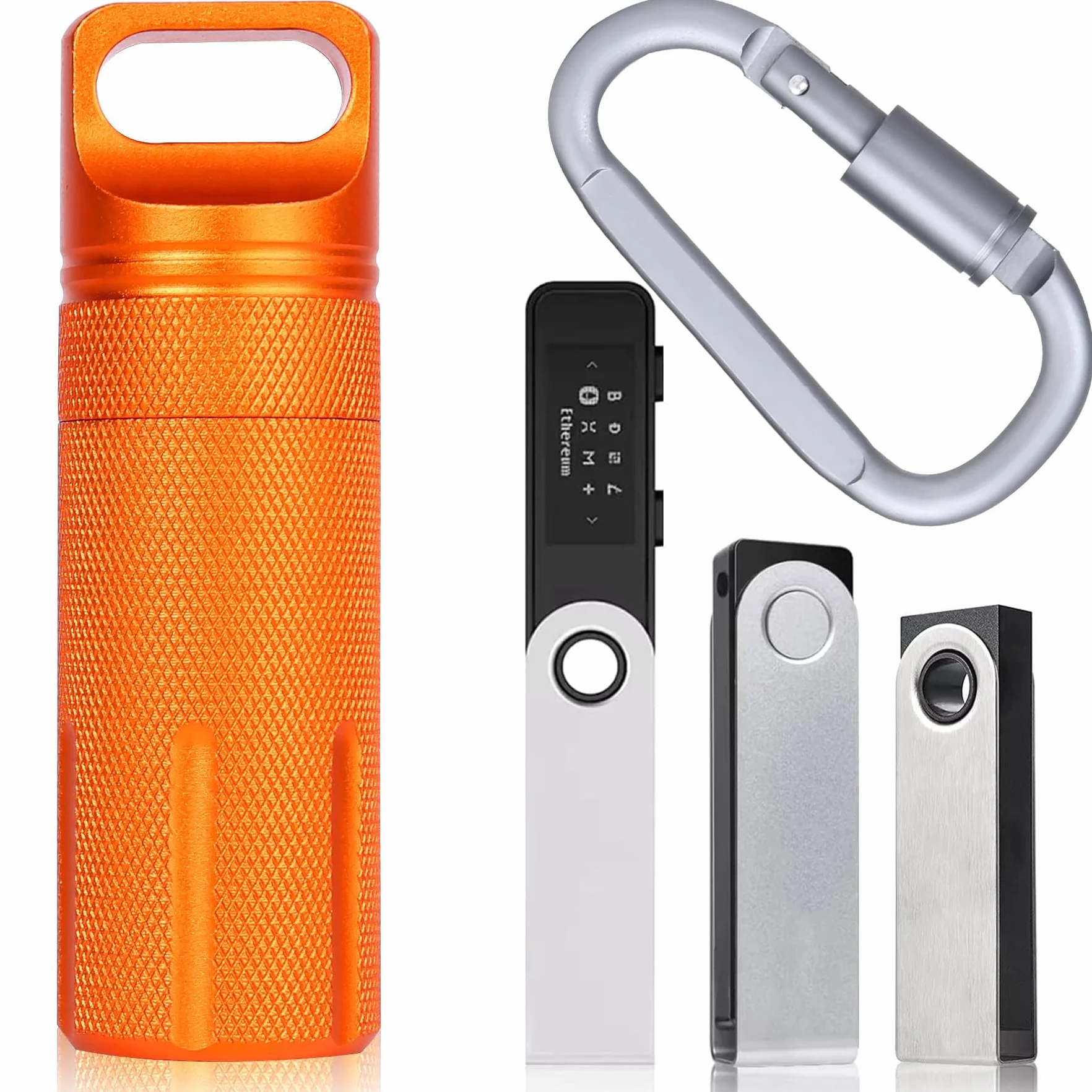 Aenllosi Etui Aluminiowe Ognioodporne Wodoodporne Do Ledger Nano X/S Plus/S Portfel Kryptowalut Pomarańczowy S