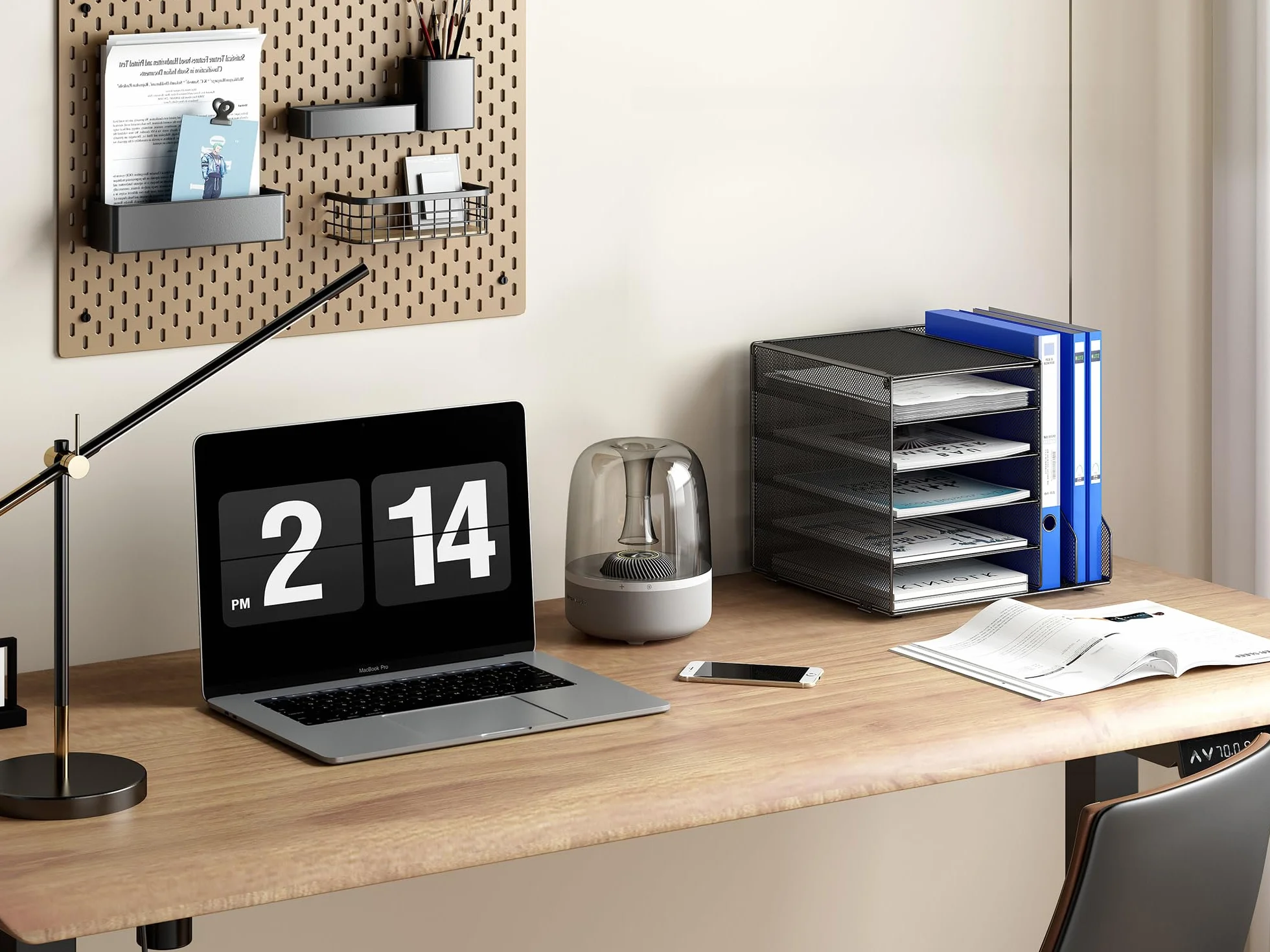 EasyPAG Organizer na Biurko A4 7 Przedziały Metal Siatka,Taca na Czasopisma,Półka na Listy,Półki na foldery,Stojak na Dokumenty do Domu & Biura,Czarny