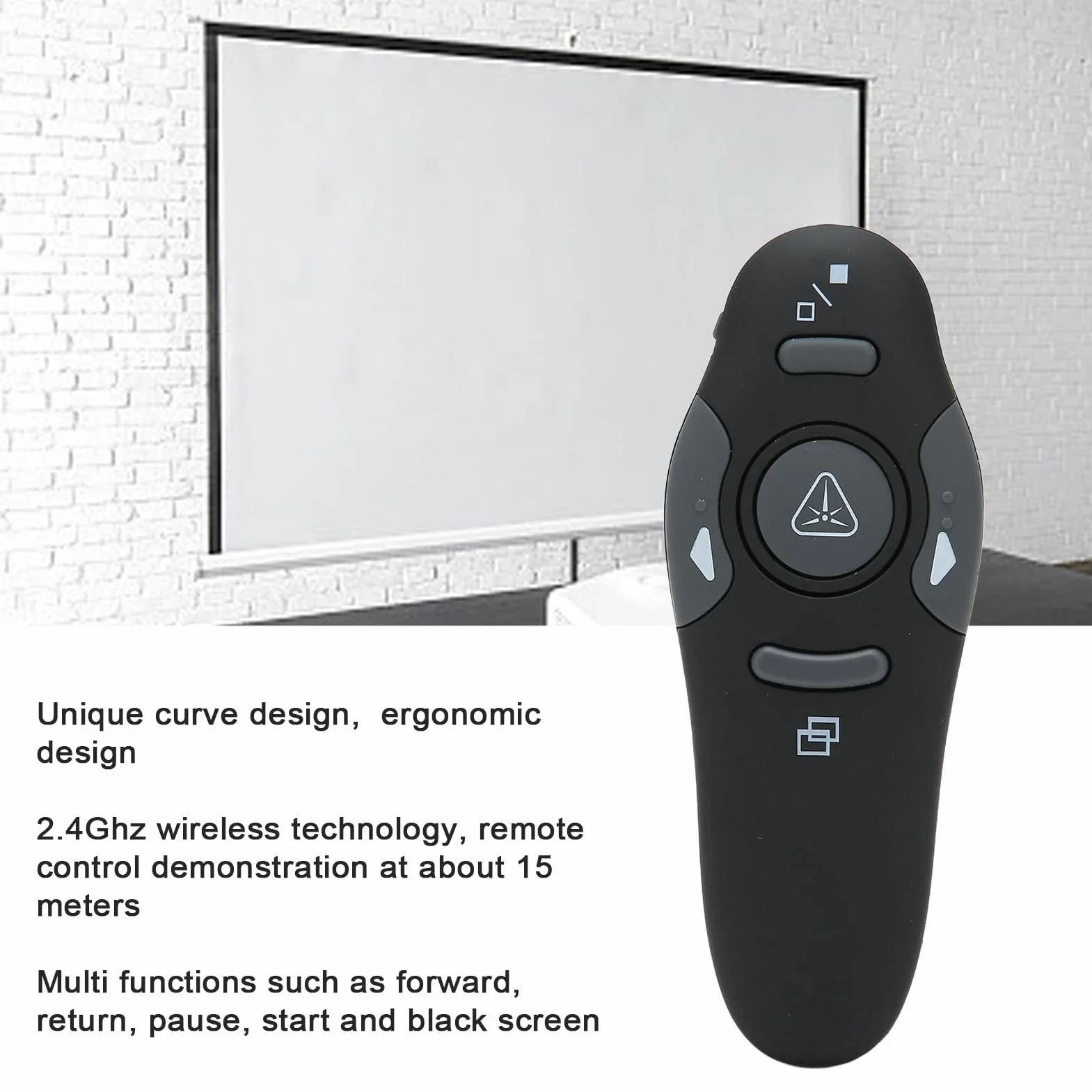 Clicker do Prezentacji, Wskaźnik Laserowy RF 2.4GHz Pilot do Prezentacji, Bezprzewodowy Clicker do Prezentacji z ergonomiczną konstrukcją do Prezentacji PowerPoint