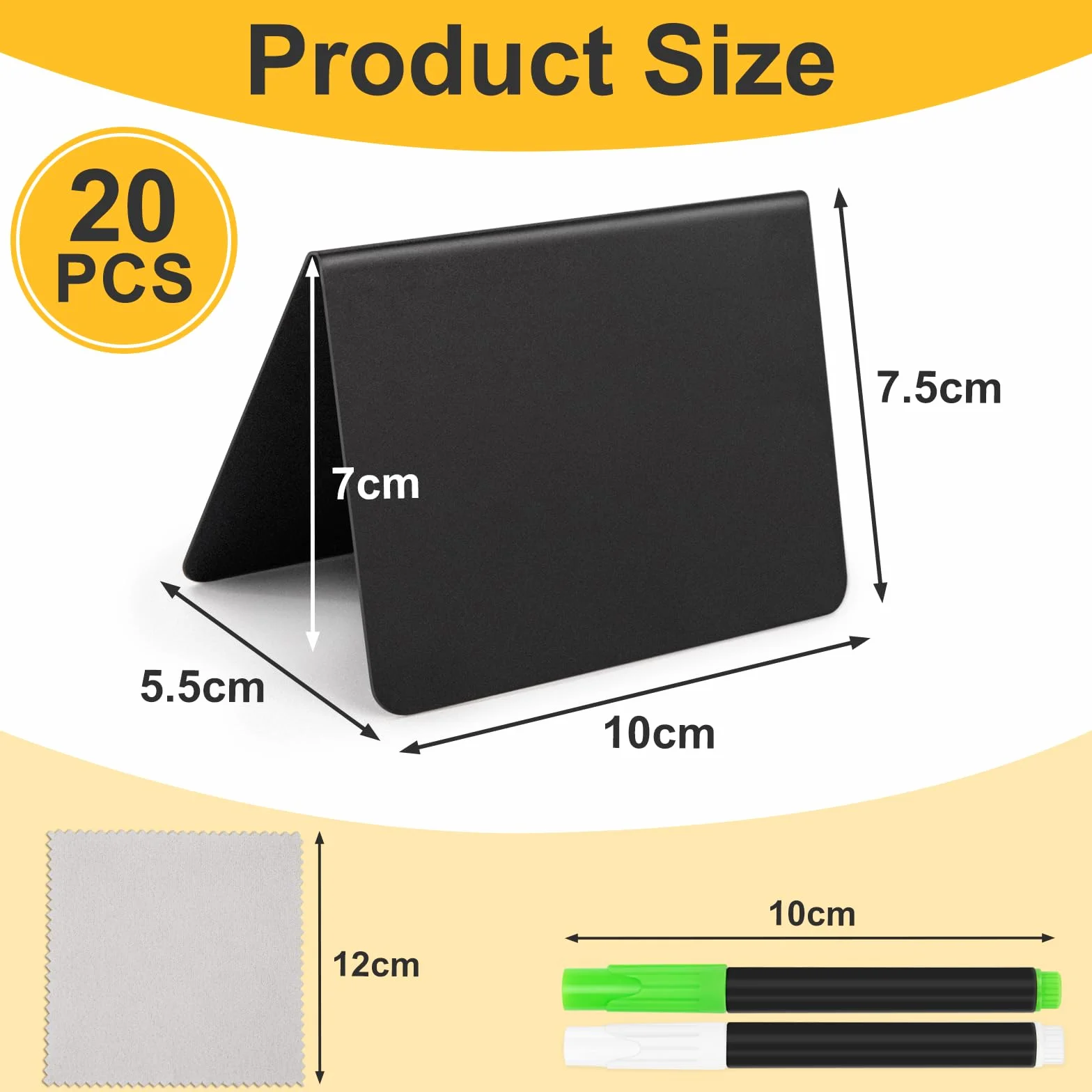 20 sztuk mini tablic do pisania kredą PCW w kształcie litery V, małe tablice do postawienia tabliczek z cenami, tabliczki stołowe, tabliczki bufetowe, mini tablice z 2 pisakami i 1 ściereczką