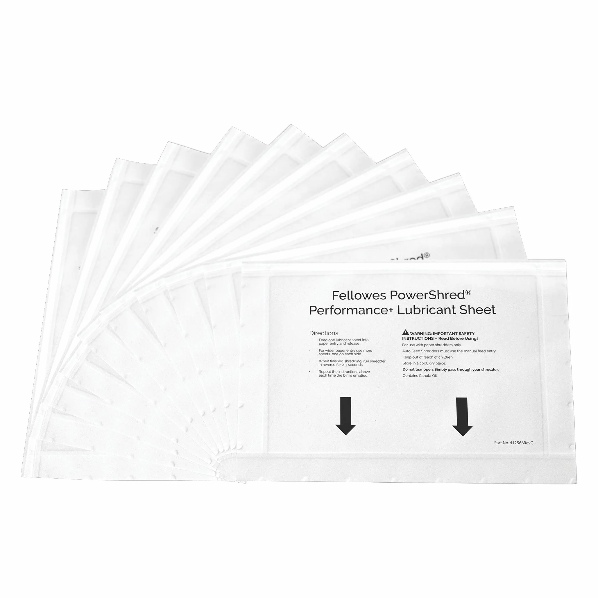 Fellowes 4025601 10 arkuszy smaru oleju do niszczarki papieru – wydajność rozdrabniania + łatwa w użyciu arkusz oleju do niszczarki, biały