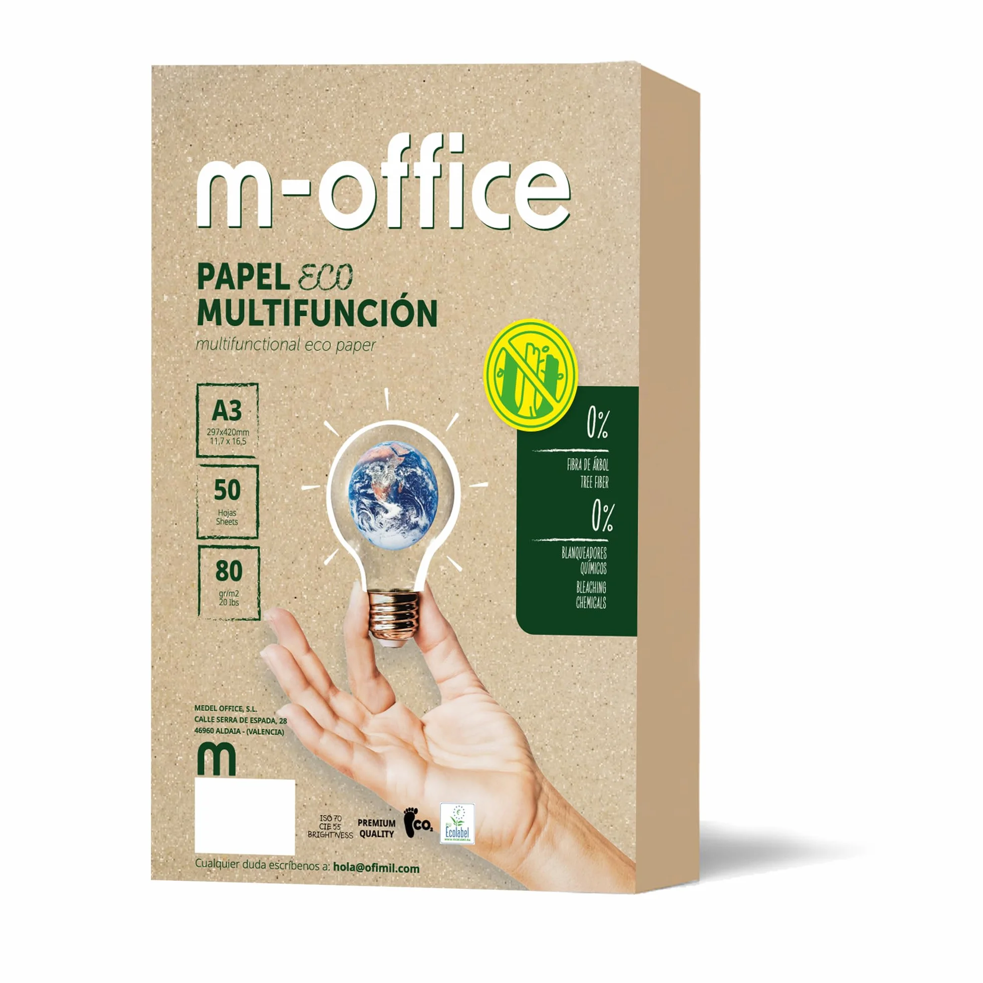 Papier z recyklingu DIN A3, opakowanie foliowe A3 80gr, papier do kopiarek i drukarek, 1 opakowanie 50 arkuszy A3 100% papier z recyklingu · m-office (50 arkuszy)