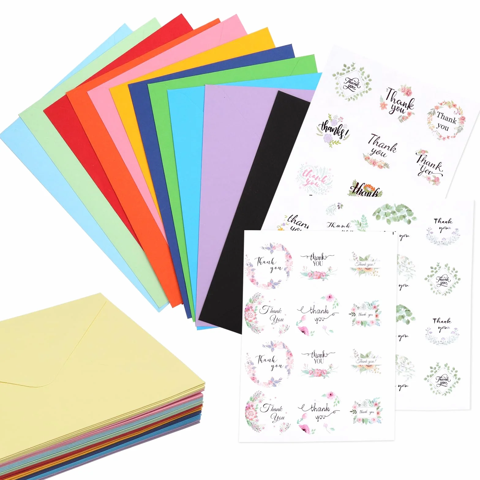 72 kolorowe koperty z 32 naklejkami, 12 modnych kolorów, koperty B6, koperty 12,5 x 17,5 cm, odpowiednie na urodziny, wesela, Boże Narodzenie