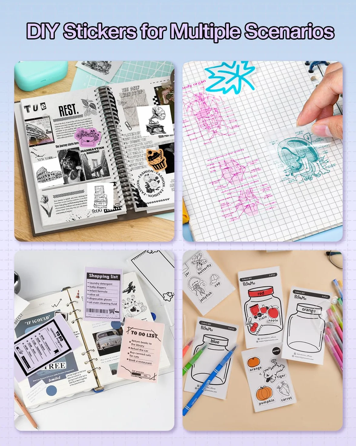 Phomemo T02/M02X/M02L papier do naklejek – 3 rolki samoprzylepnego papieru do drukarki termicznej, 53 mm x 3,5 m, 10 lat konserwacji, czarny na białym kolorze, do drukarek kieszonkowych Phomemo