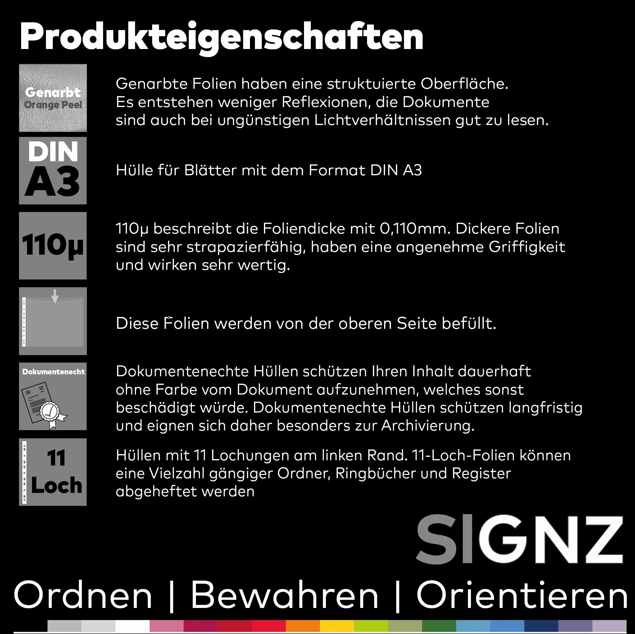 SIGNZ Portfele na dokumenty DIN A3 110 My 25 sztuk