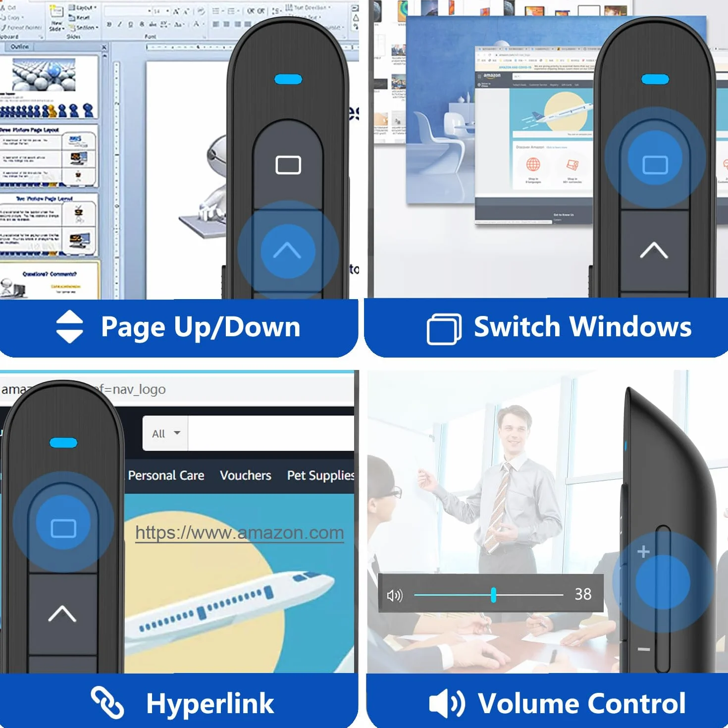 Bezprzewodowy Clicker do Prezentacji PowerPoint PPT Slide Advancer z Hiperłączem Głośności