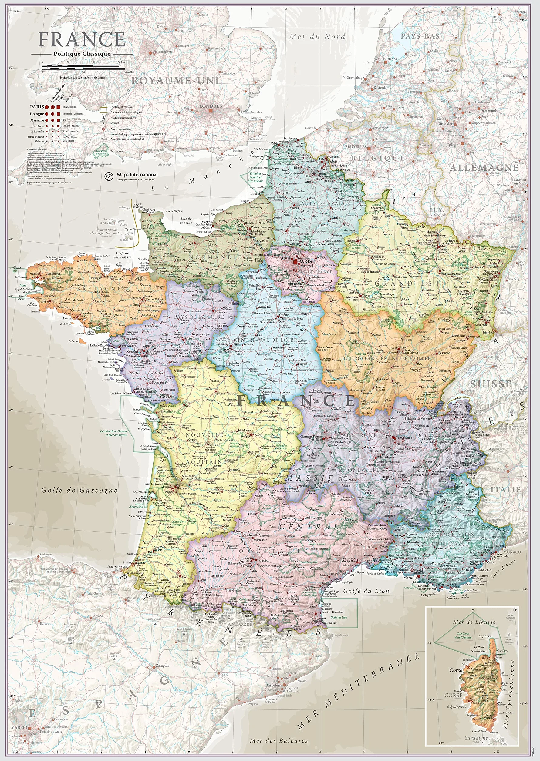 Mapa ścienna Francji klasyczny plakat 59 x 42 cm Maps International