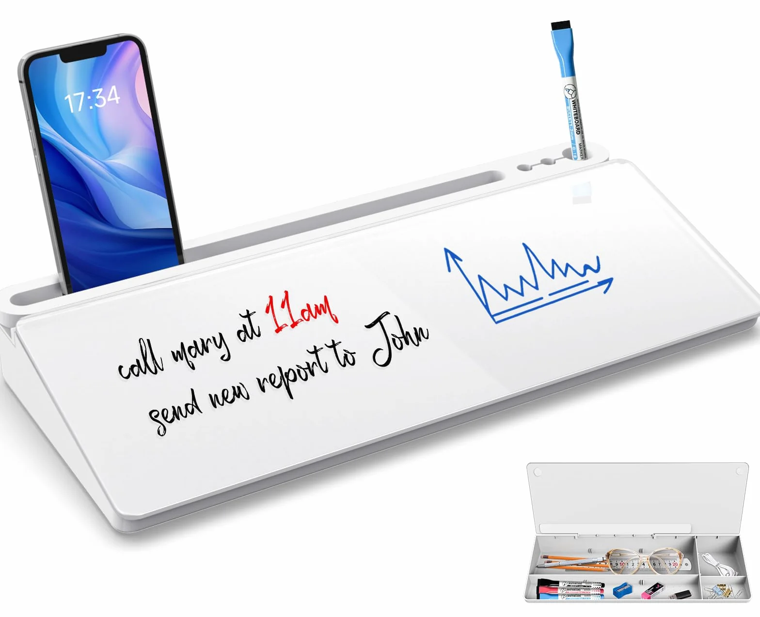 Szklana tablica suchościeralna 40 x 18 cm do biura i szkoły