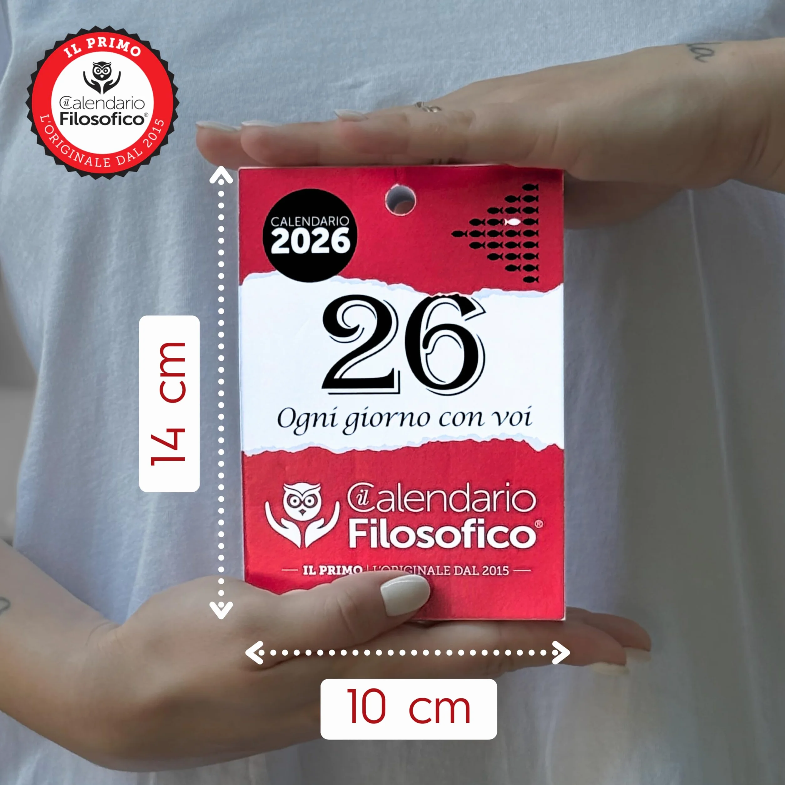 Il Calendario Filosofico 2026, zamiennik A6, 10 x 14 cm, kalendarz biurkowy z 365 dniami fraz filozoficznych