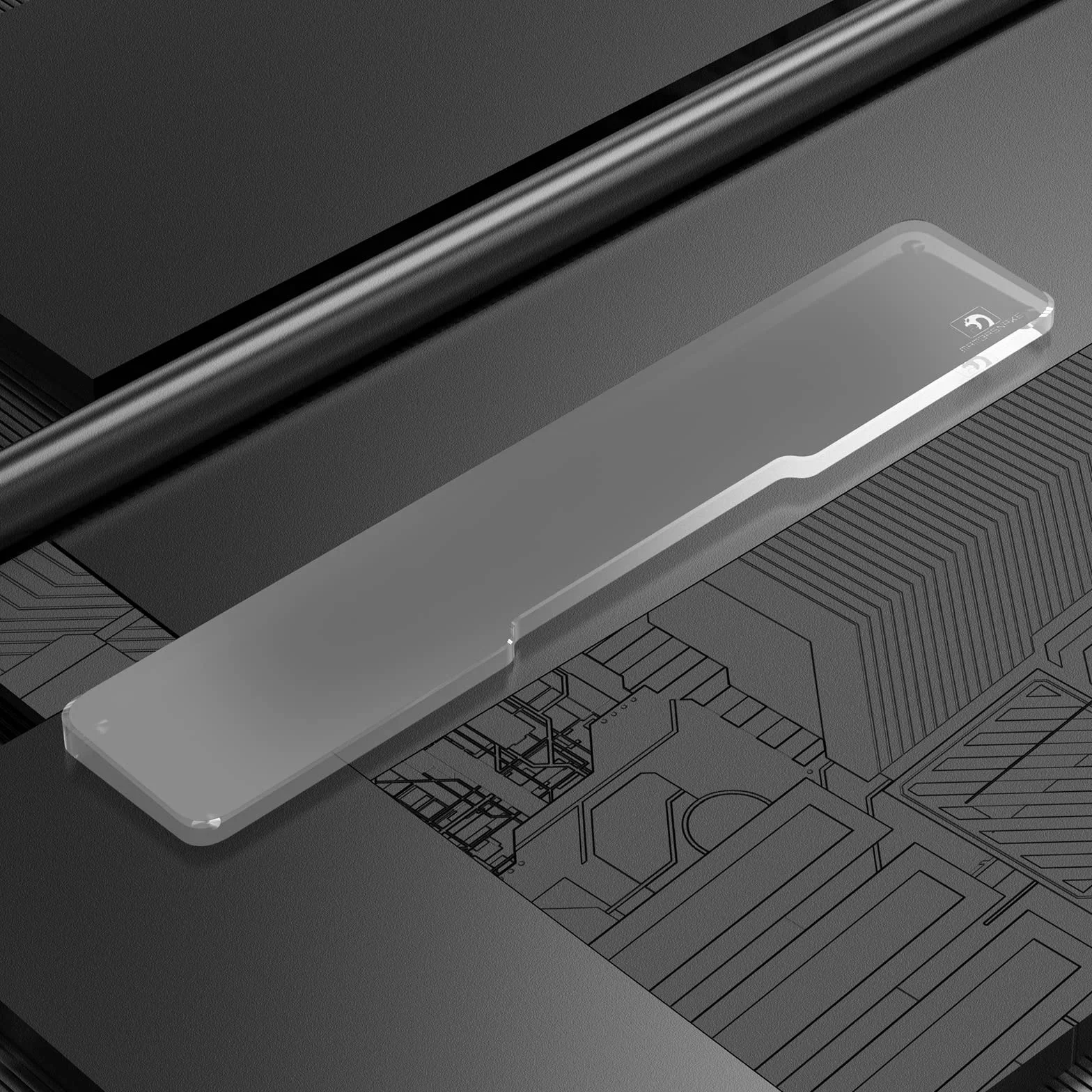 MAMBASNAKE Podkładka Pod Nadgarstek do Klawiatury - Wrist Rest Laptop - Premier Clear Acryl - Antypoślizgowe Nóżki - Ergonomic do Biura/Gier/Pisania/MacBook