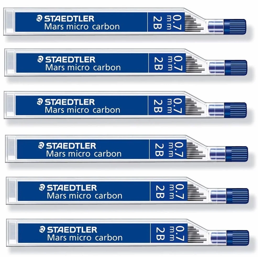 STAEDTLER Mars Micro Carbon 250 0,7 mm 2B - wkłady ołówkowe - 6 tub/opakowań (72 wkładki) 2B