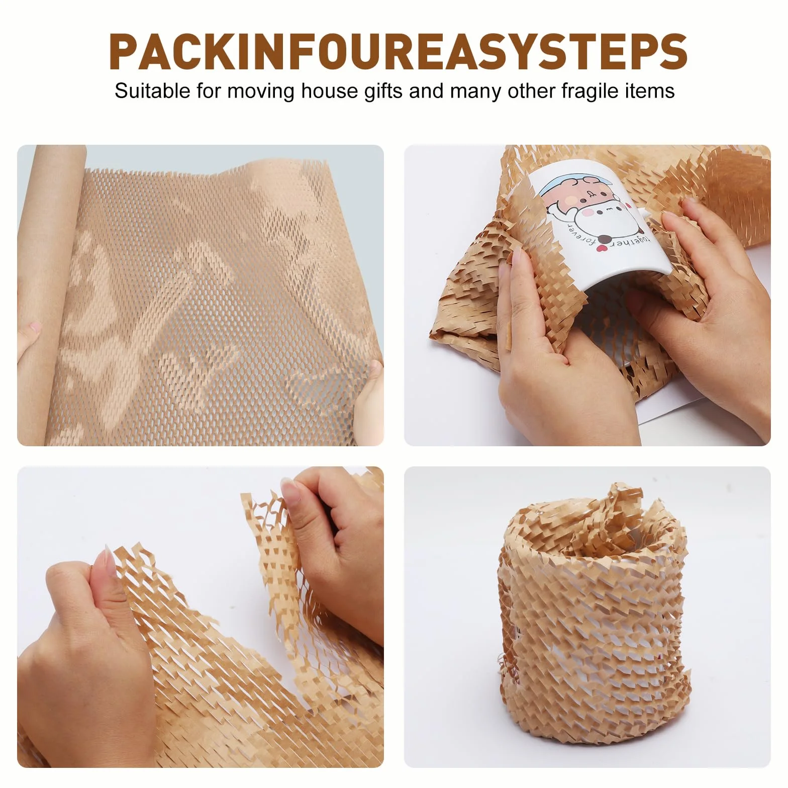 Papier o strukturze plastra miodu w rolce 30 cm x 30 m 80 g/m² materiał opakowaniowy ochronny