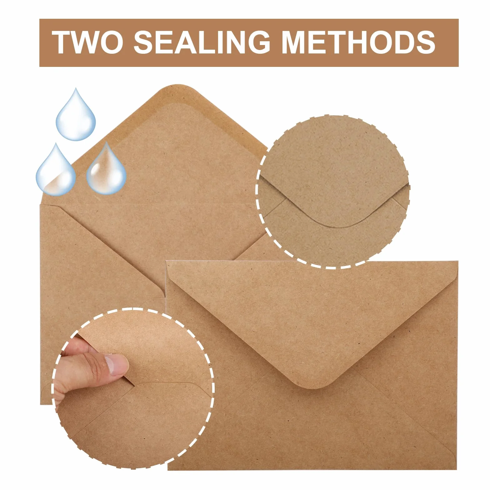 100 sztuk Kopert z papieru Kraft 13x18 - Koperty B6, brązowy papier kraft 120g/m², z klejeniem na mokro, idealne na listy, kartki okolicznościowe, zaproszenia, kartki urodzinowe itp.
