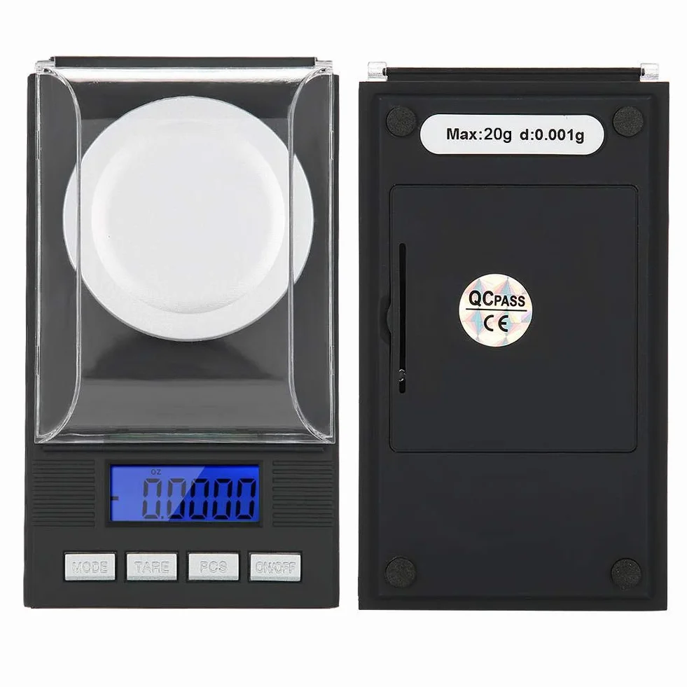 Mini cyfrowa kieszonkowa waga gramowa przenośna wysoka precyzja 0,001 g kieszonkowa biżuteria waga elektroniczna balansowa z wyświetlaczem cyfrowym LED (20 g)