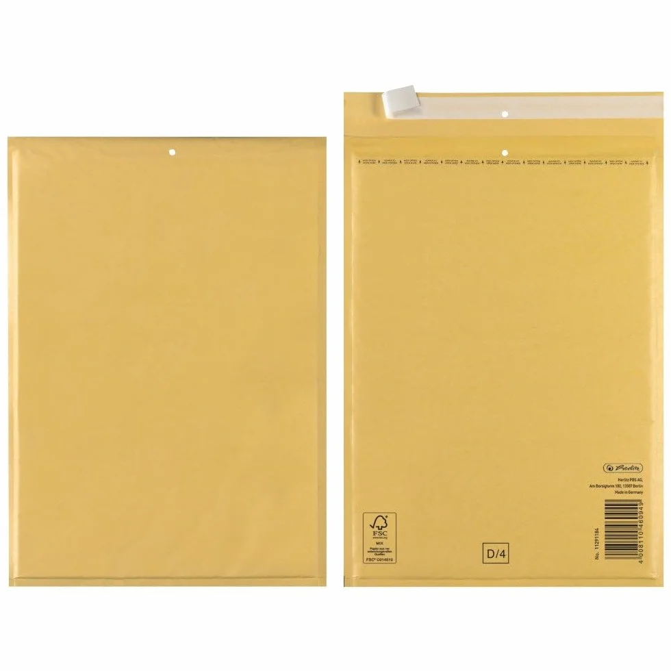 Herlitz Torba bąbelkowa D/4, folia wewnętrzna PE, opakowanie 3 szt., zafoliowana, 18 x 26 cm, brązowa