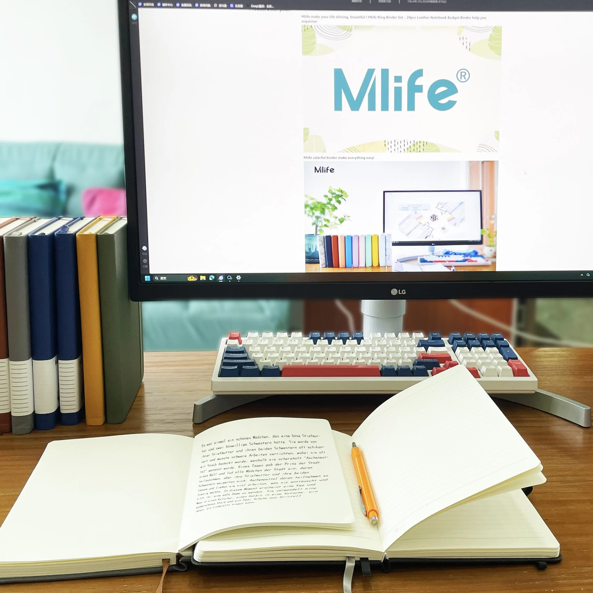 Mlife A5 Notatnik w linie, 100 GSM Gruby papier z 200 stronami, Notatnik z twardą okładką PU z wewnętrzną kieszenią, Elastyczna opaska, Notatniki do pisania w biurze, szkole, domu i firmie(Czarny)
