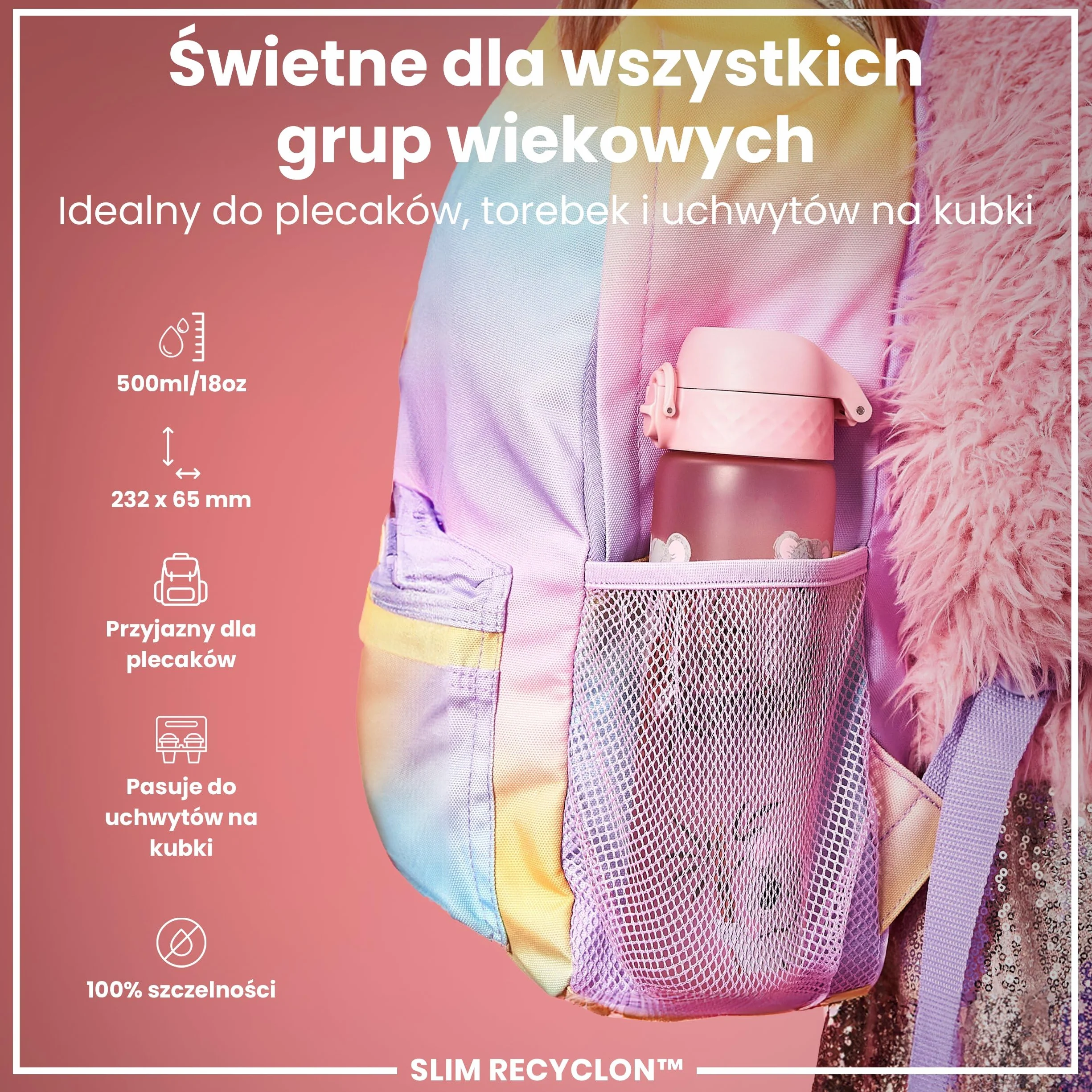 ION8 Butelka na Wodę 500 ml Szczelna Bez BPA Łatwe Otwieranie