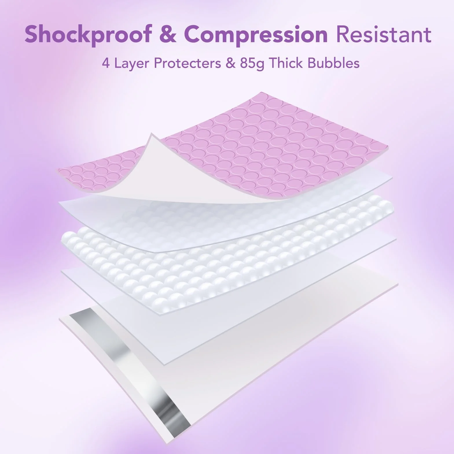 Lavender Padded Bubble Mailers, 15,3 x 23 cm, opakowanie 25 szt