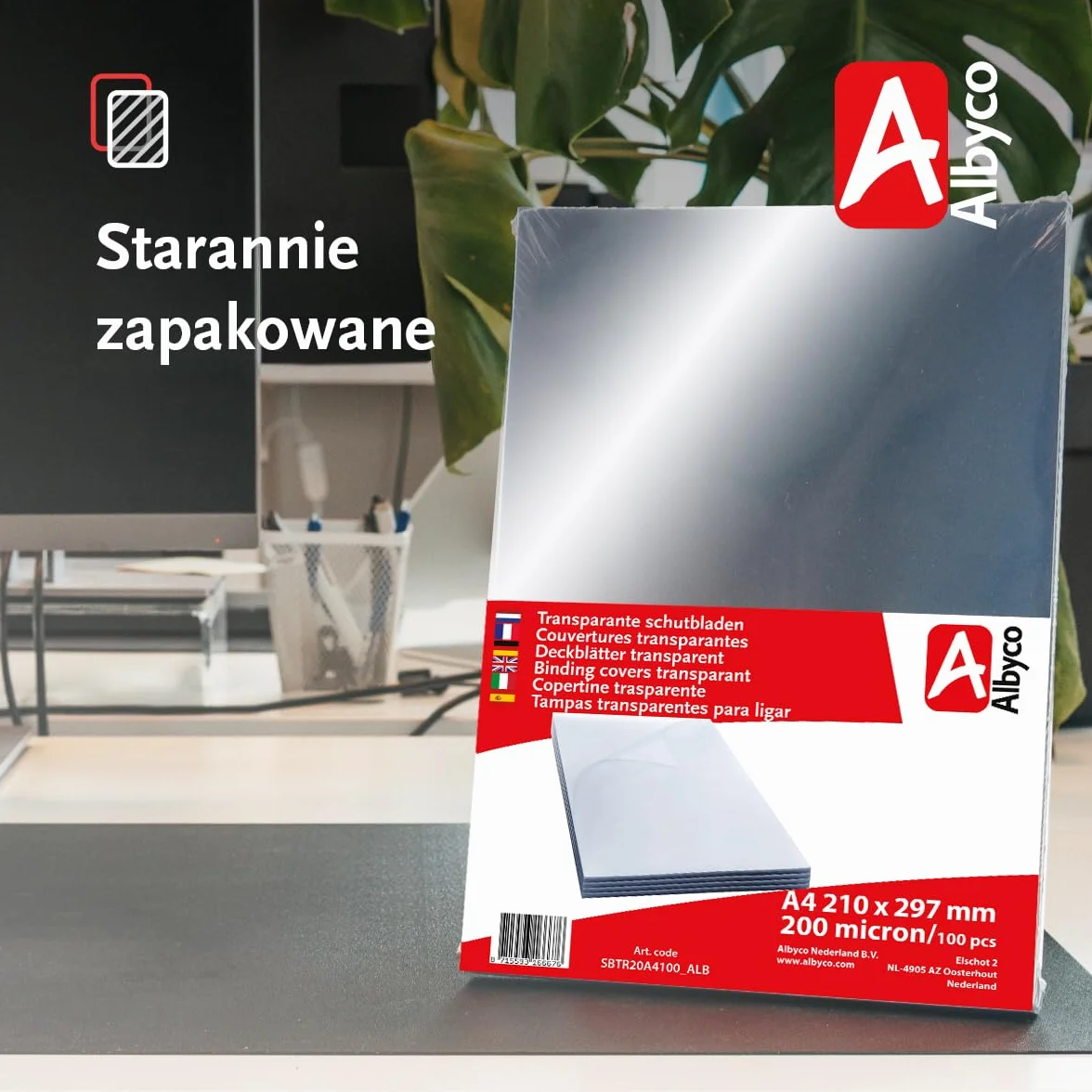 Albyco przezroczyste pokrywy błyszczące PVC A4 210x297mm 0,20mm 200 mikronów