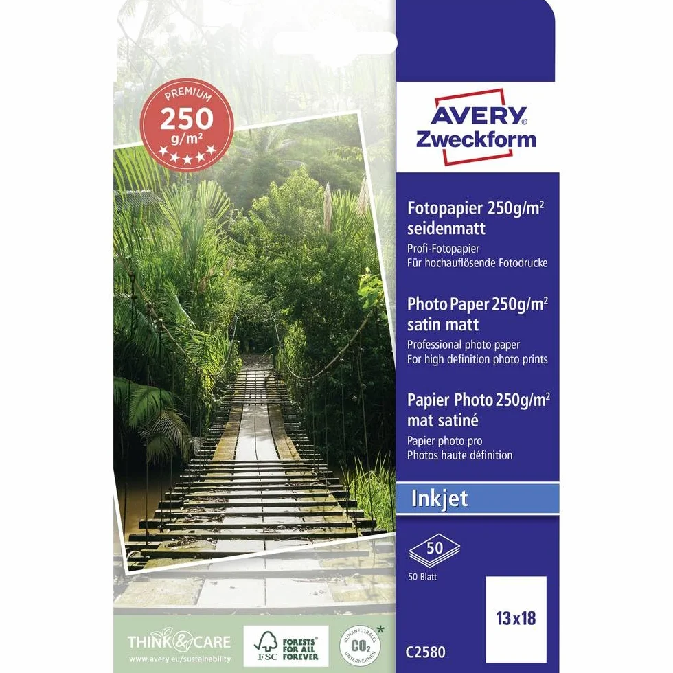 Avery Zweckform C2580 Papier Fotograficzny 250 g/m² 13x18 cm 50 arkuszy