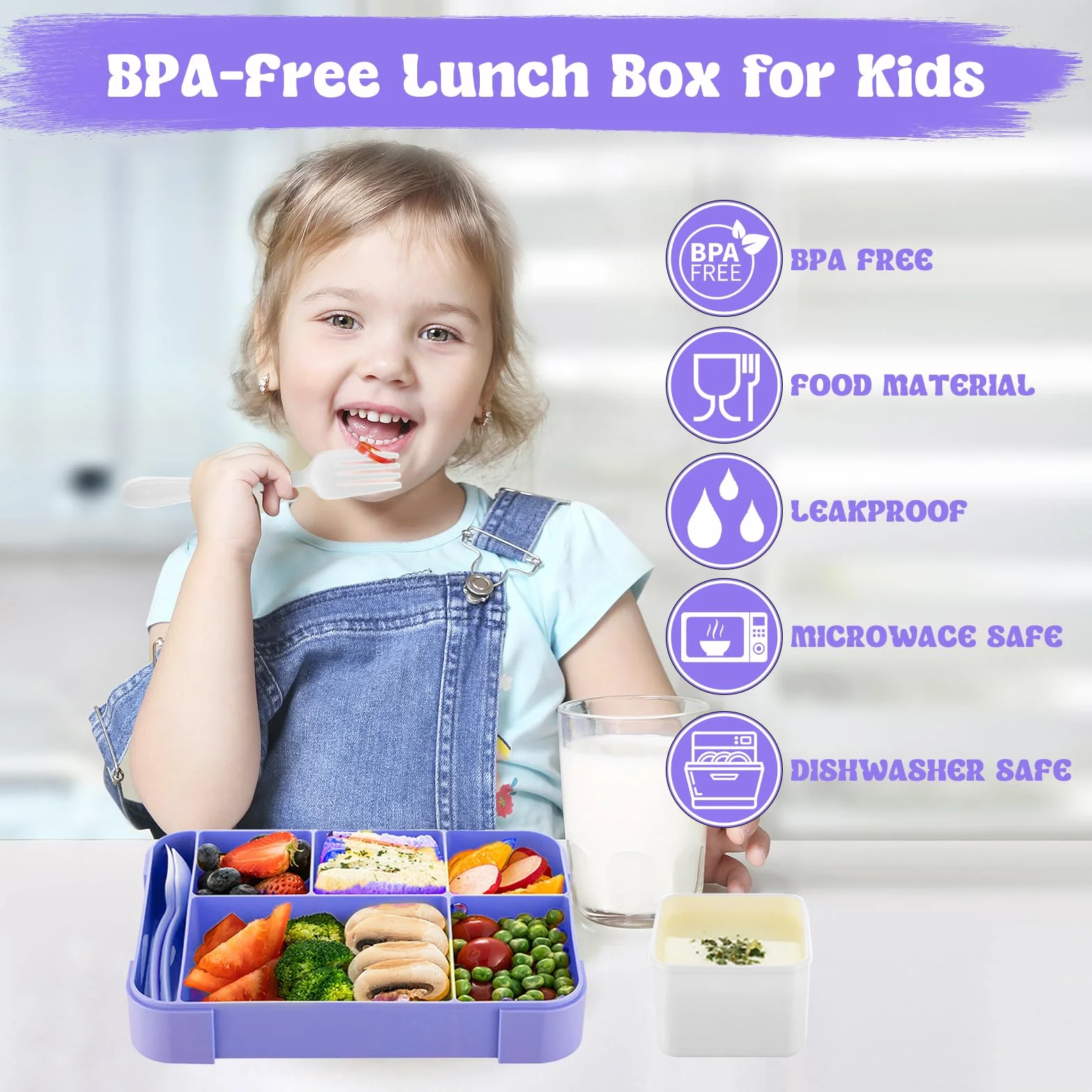 PUWOWYE Pudełko na lunch, pudełko na lunch ze sztućcami, 1330 ml dla dorosłych dla dzieci, pudełko bento z 5 przegródkami, pojemnik na lunch do kuchenki mikrofalowej, do pracy na piknik biurowy, bez