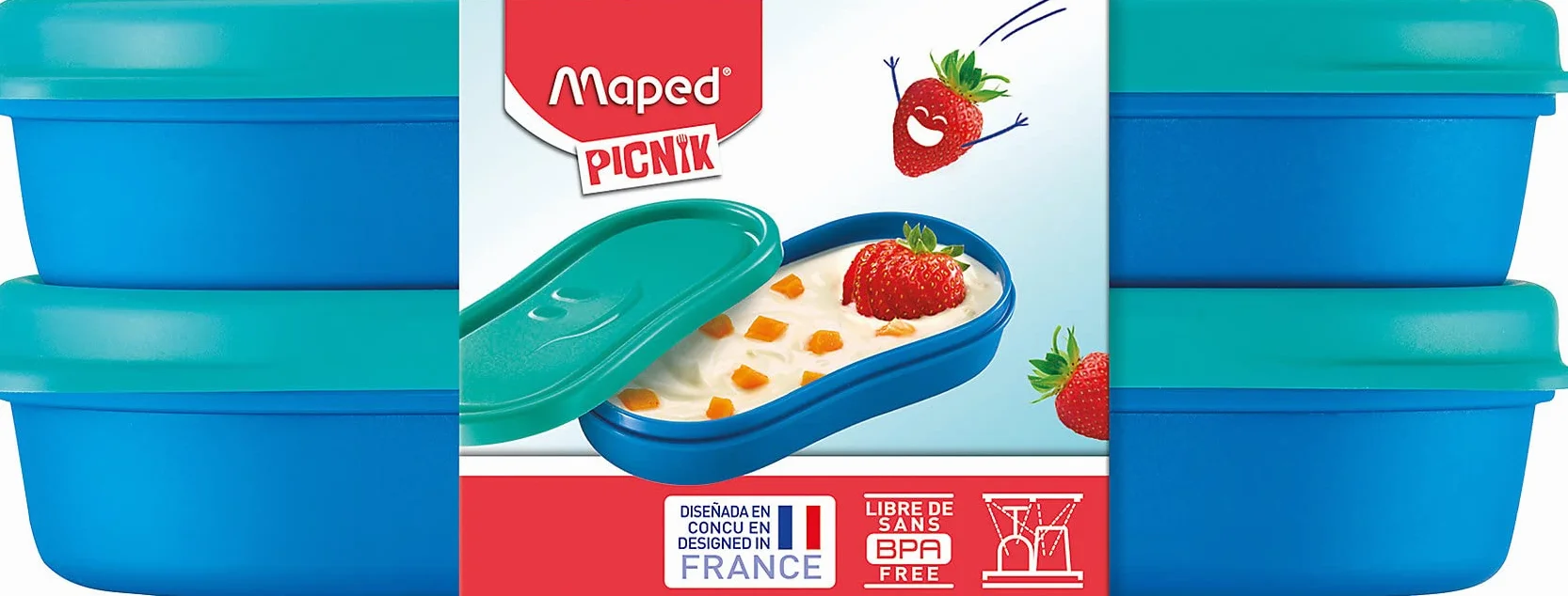 Maped 870903 Concept Kids pudełko na przekąski dla dzieci, 2 x 150 ml, niebieskie, 2 x 150 ml