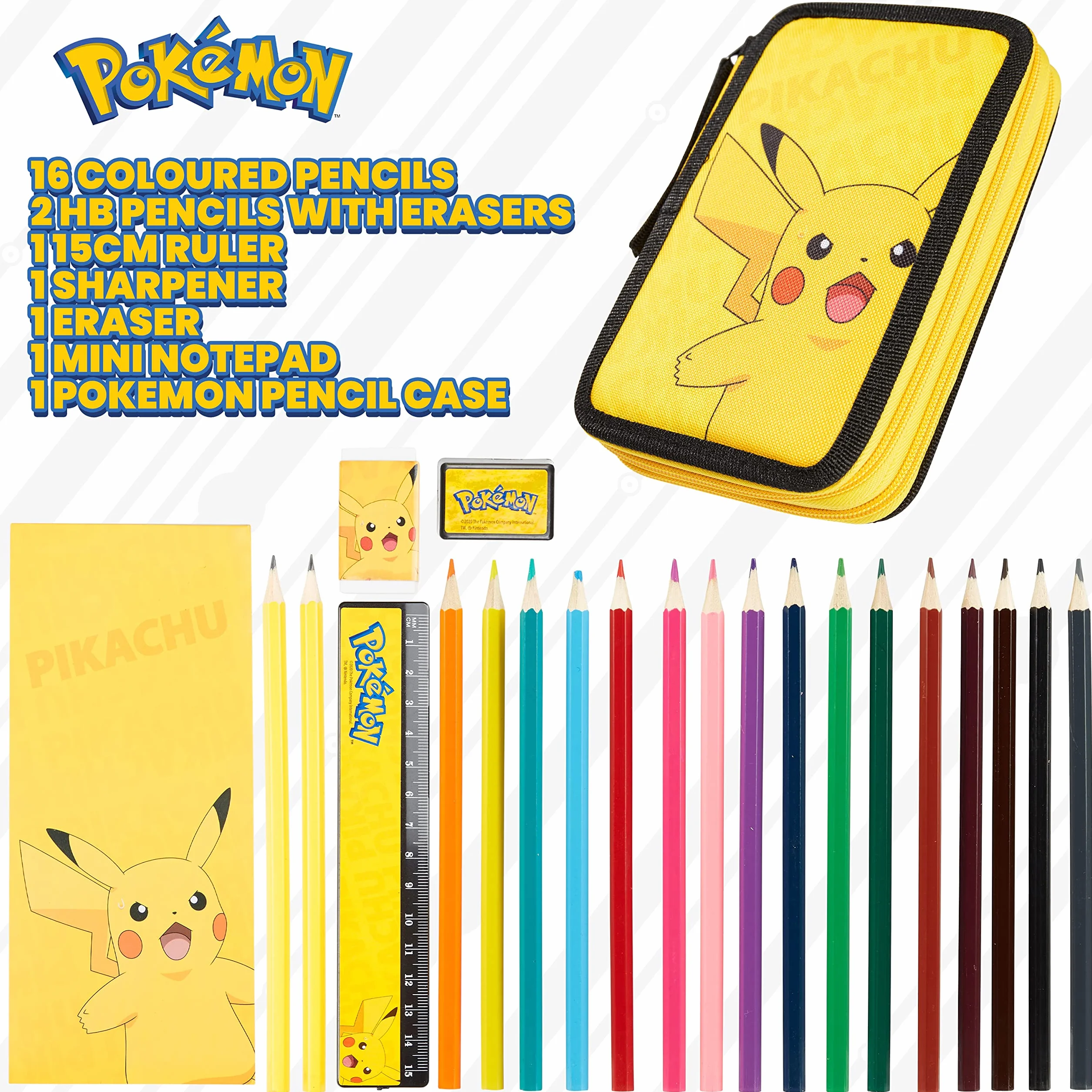 Piórnik szkolny Pokémon Pikachu 2 przegródki z przyborami
