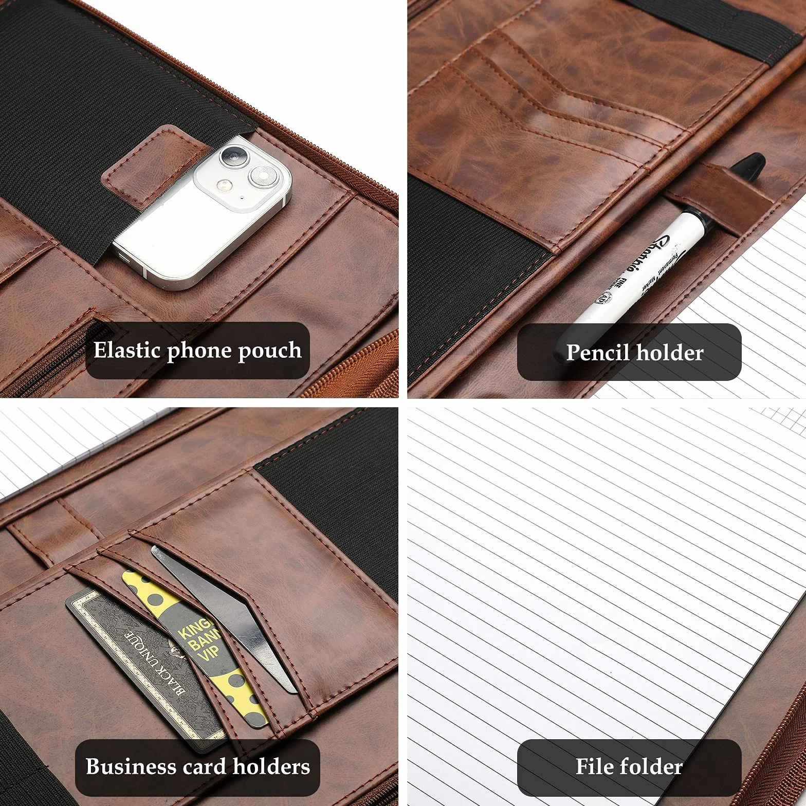 ProCase Teczka biznesowa z zamkiem błyskawicznym A4 Padfolio na prezent