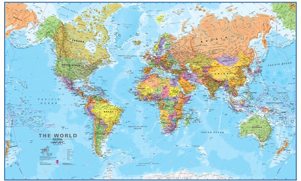 Maps International Gigantyczna mapa świata - mega-mapa świata - 116 x 200 cm - pełne laminowanie - aktualizacja 2024 r
