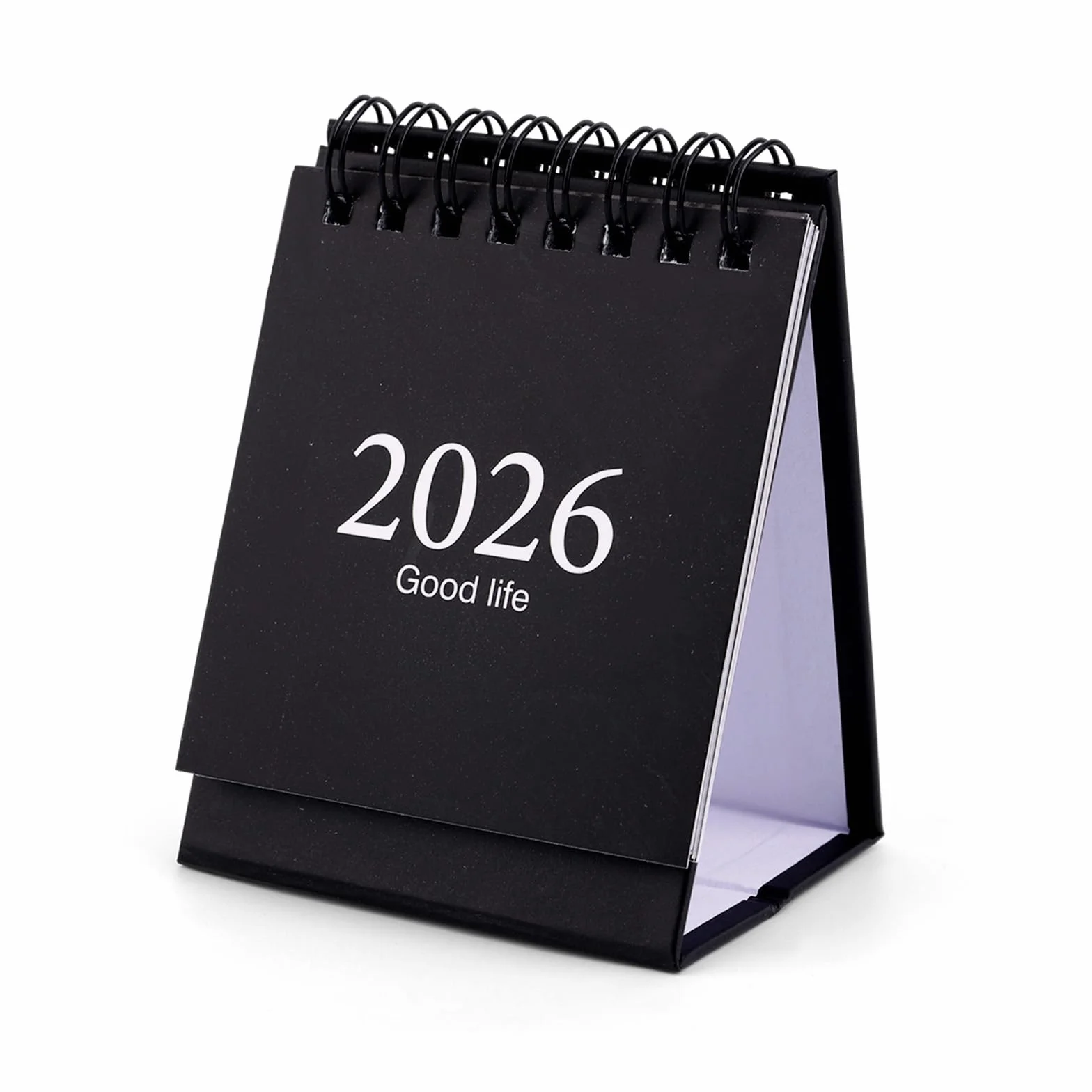 Mini Kalendarz Biurkowy 2026-2027 z Naklejkami, Styczeń 2026 do Lipiec 2027 19 Miesięcy Mały Stojący Przerzutowy Kalendarz Podwójny Drut Oprawa Prosty Design dla Dom Szkoła Biuro (Czarny)