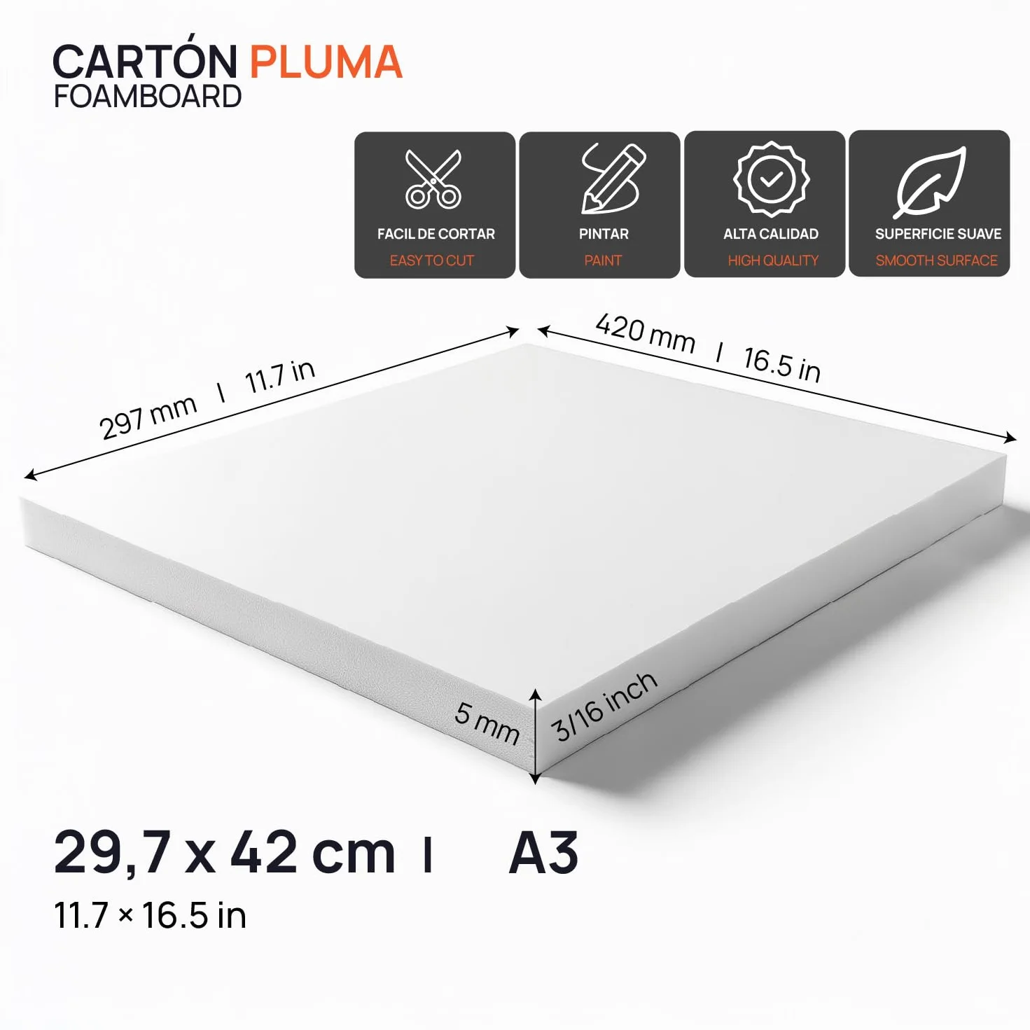 Płyta piankowa EPS czarna A3 29,7x42 cm 5 mm 2 sztuki