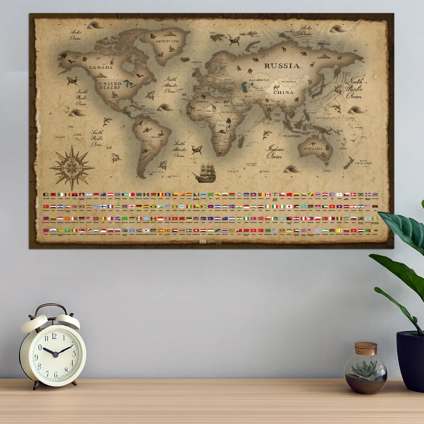 Giallobus Mapa świata do zdrapywania 68L x 43,5 cm srebrna