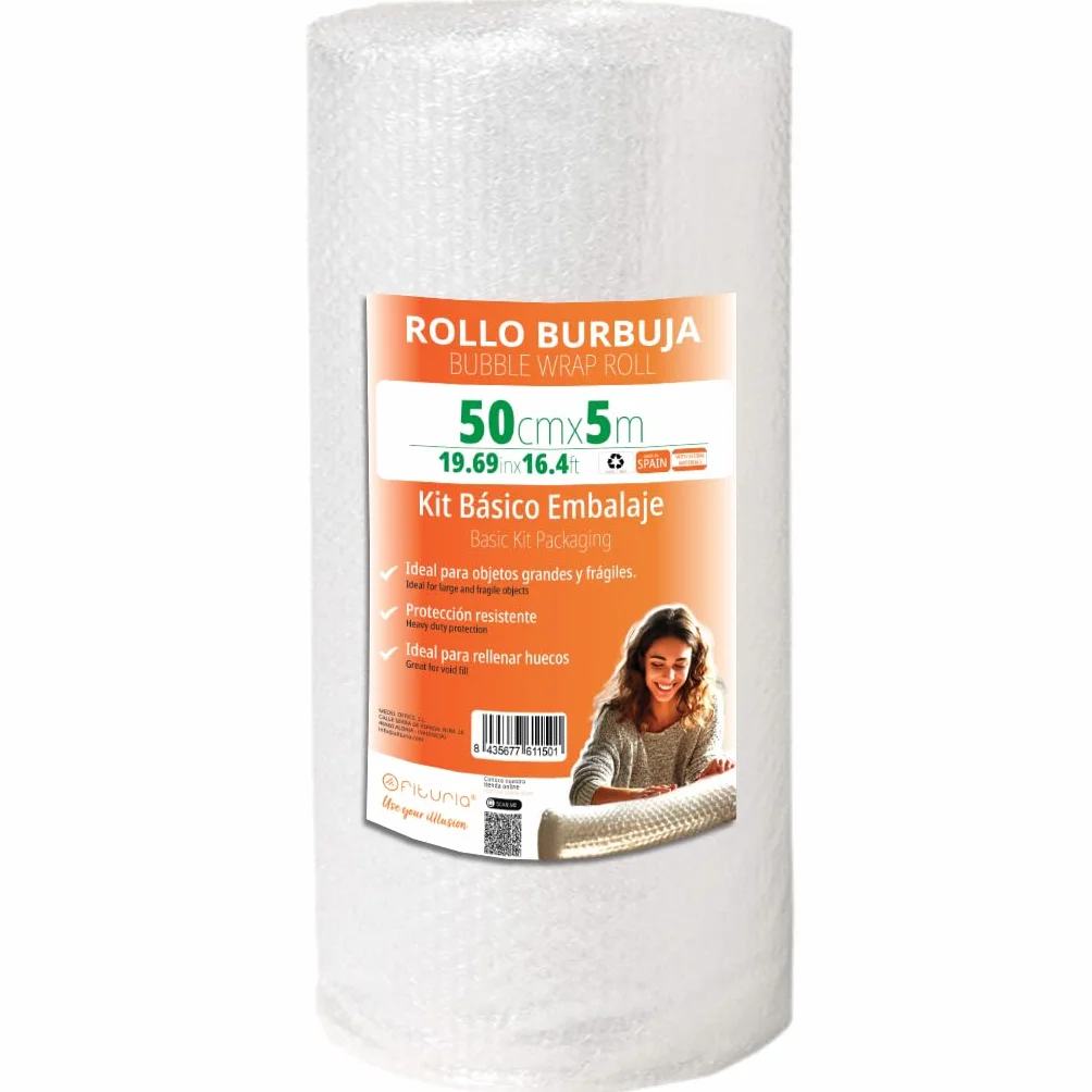 OFITURIA Papier bąbelkowy do pakowania 50 cm x 5 m przezroczysty elastyczny