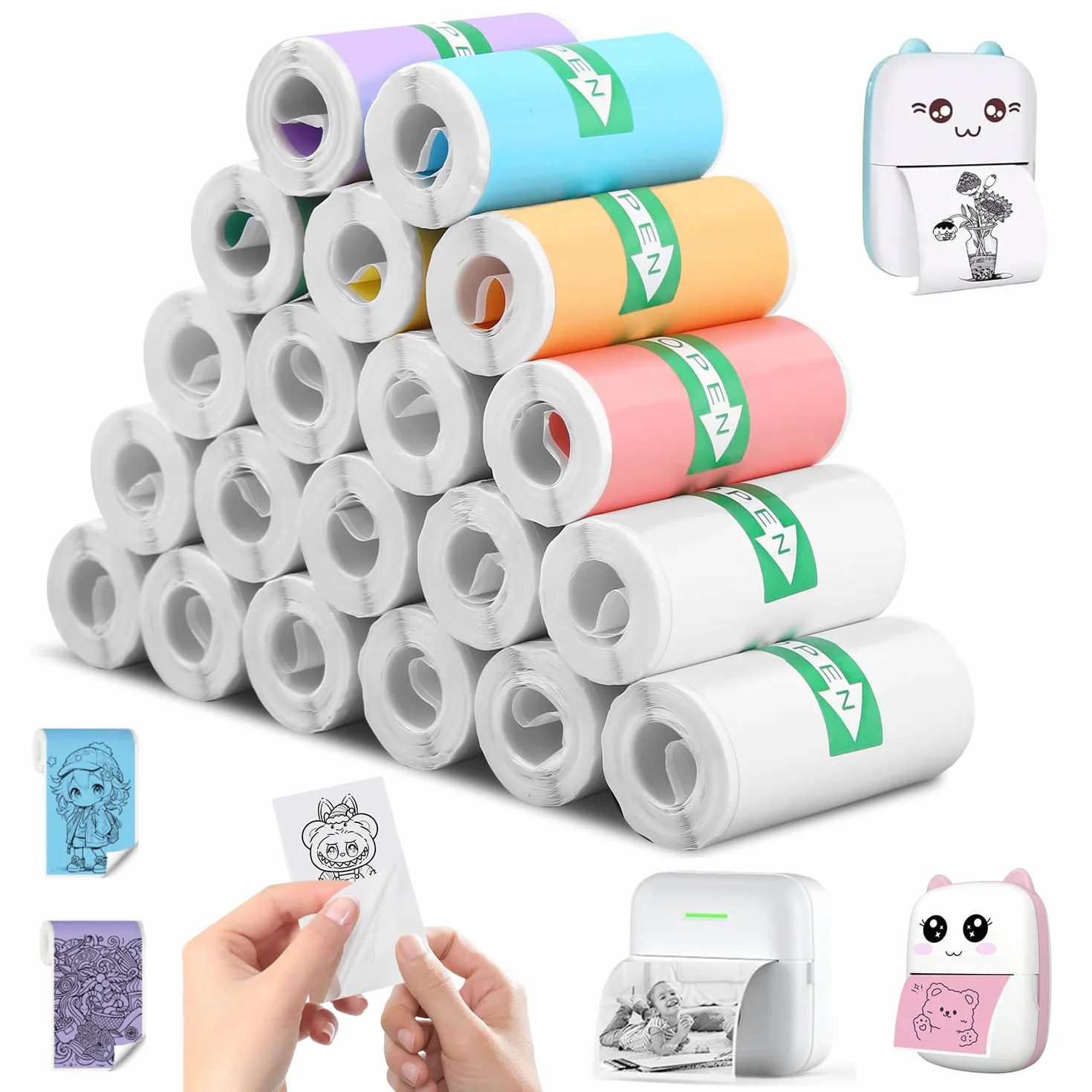 Papier termiczny 57x25 mm 20 rolek do mini drukarek