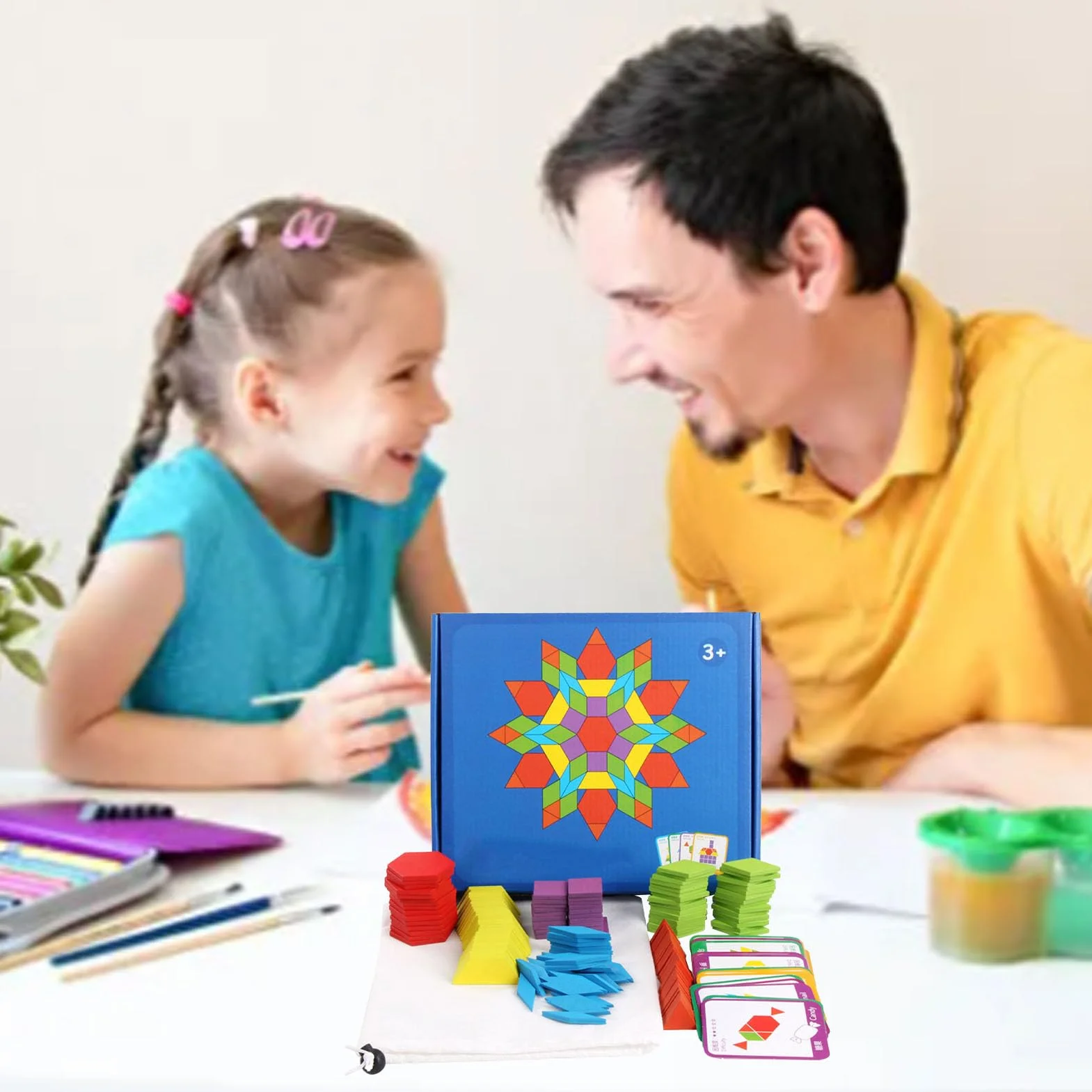Drewniane Klocki Geometryczne Zestaw Edukacyjny 155 Sztuk
