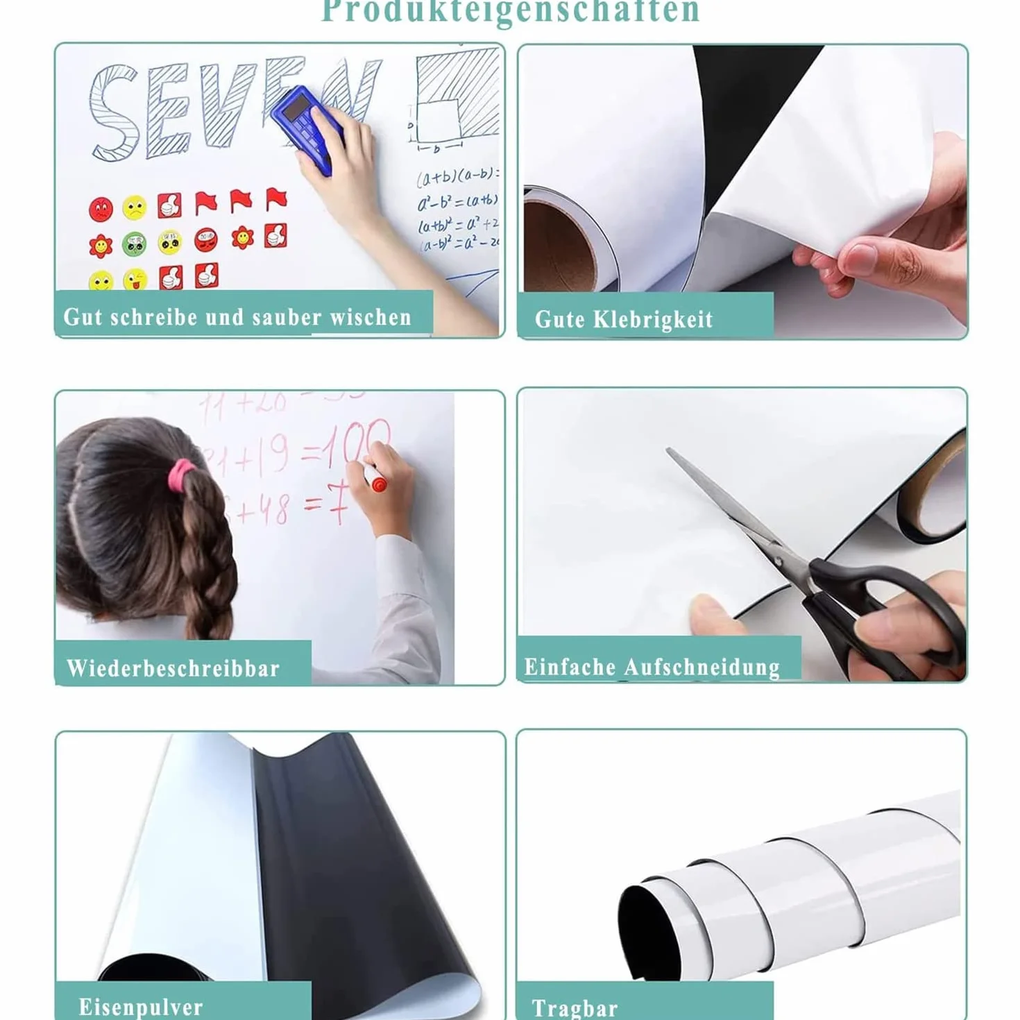 Folia Magnetyczna Suchościeralna 40x60cm Biała Samoprzylepna do Tablic